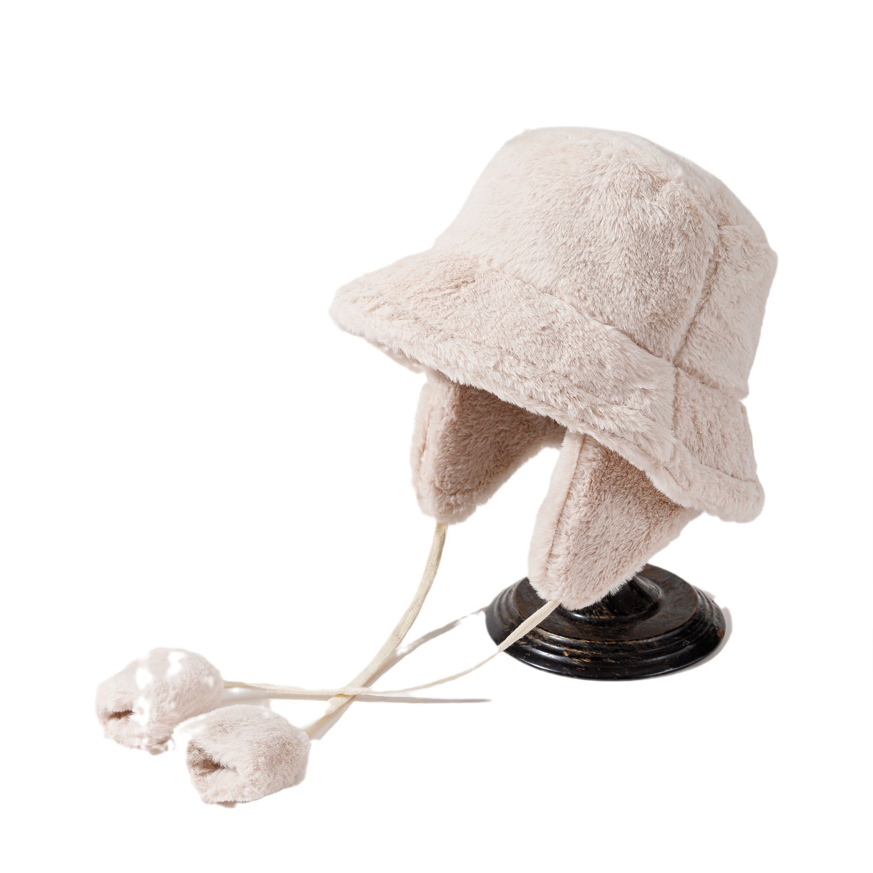 Warm Plush Bucket Hat W/ Removable Earflaps 2