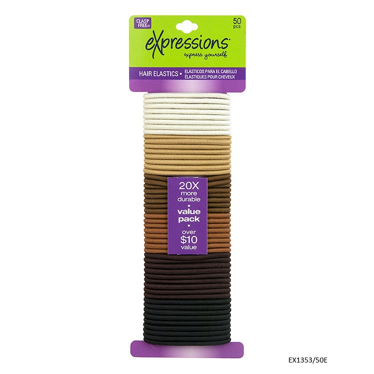Elastic Hair Bands - 50 Pack Assorted Neutrals 2