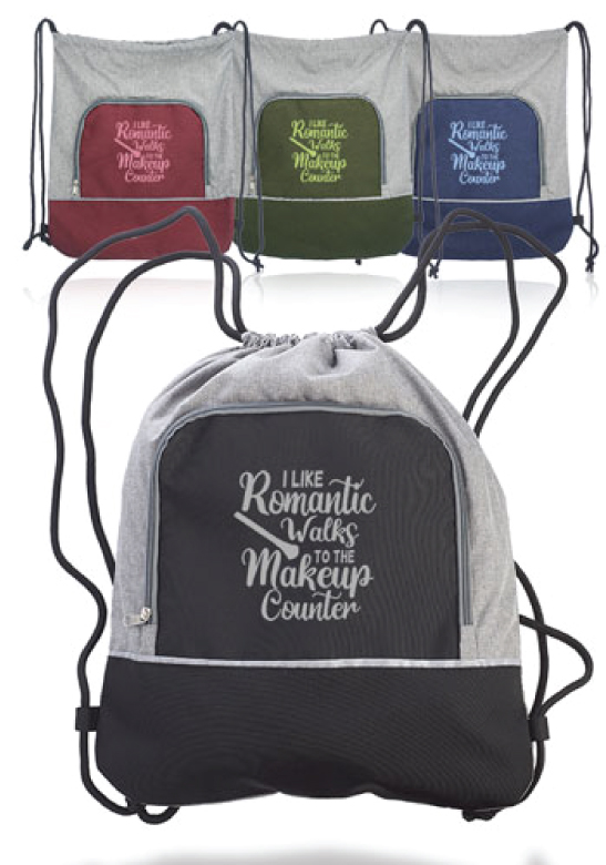 Two Tone Polyester Drawstring Backpack with Reflective Strip 4