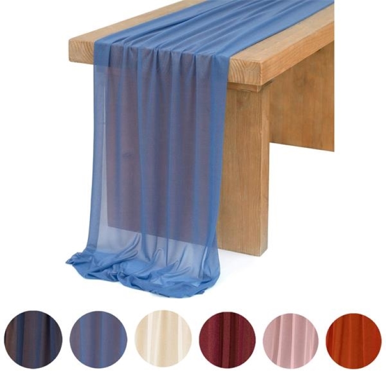 Dusty Rose Sheer Table Runner for Rustic Boho Wedding 1