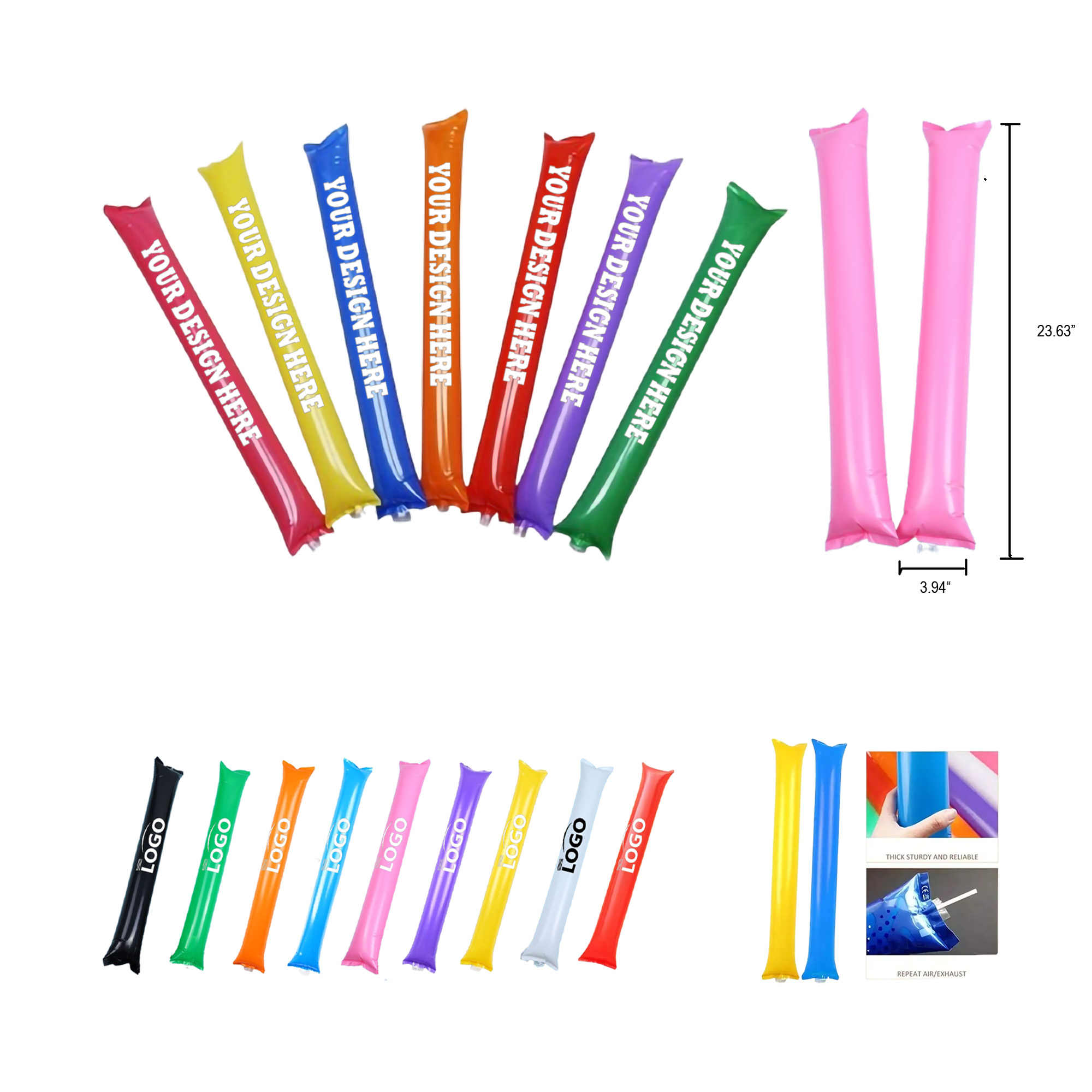 Custom Thicken Inflatable Bam Thunder Cheering Sticks 2