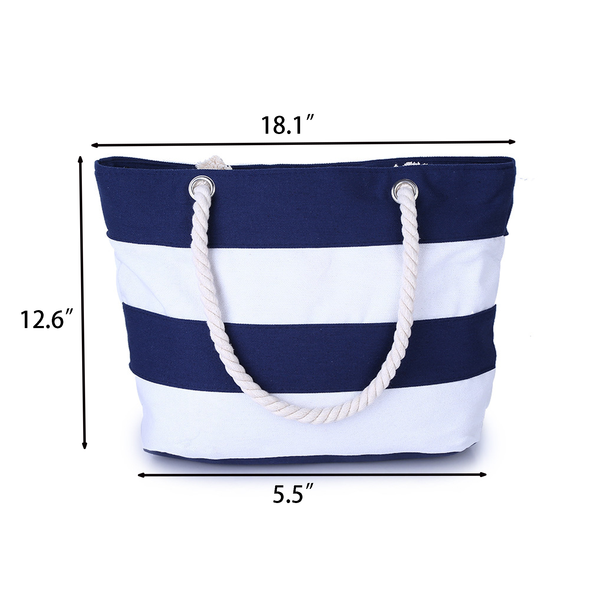 Rope Handle Striped Canvas Shoulder Bag 6