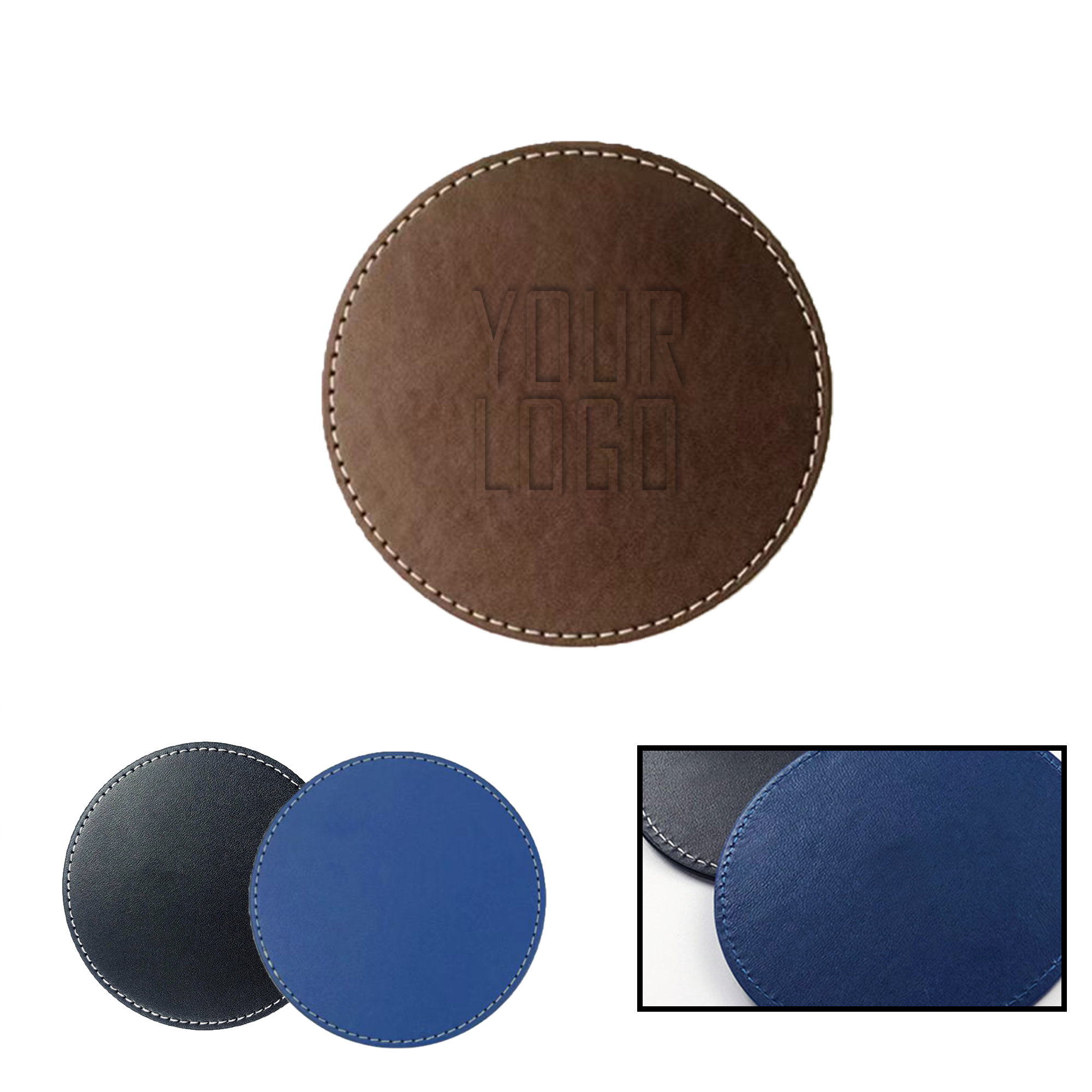 MOQ 20 PCS Heat-Resistant PU Leather Coasters 2