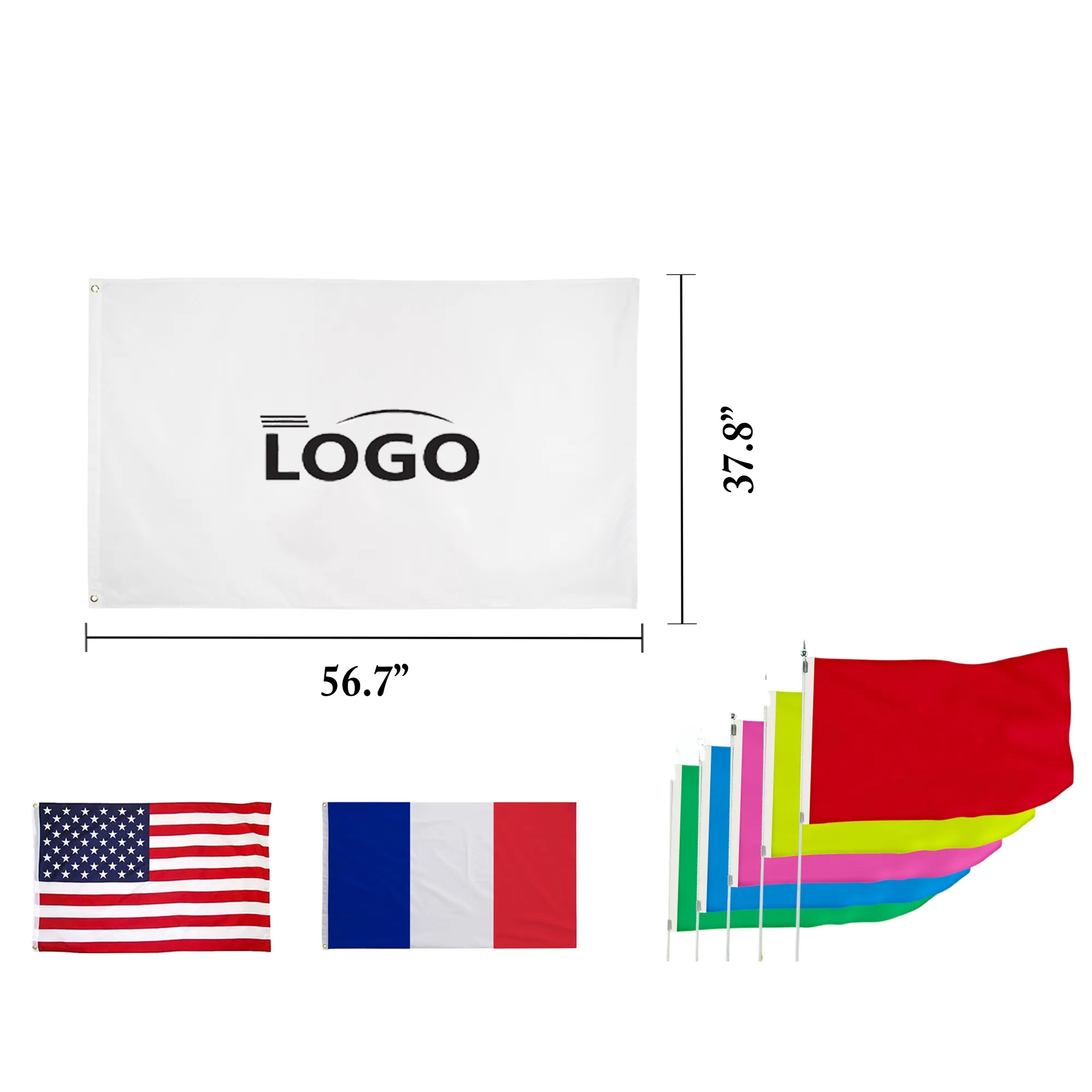 MOQ25 56.7"*37.8" Custom Full Color Double Sided Flag 1