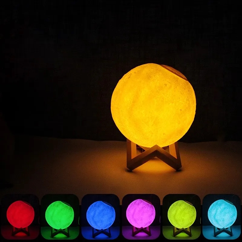 3D Color Changing Touch Control Night Moon Light Lamp 7