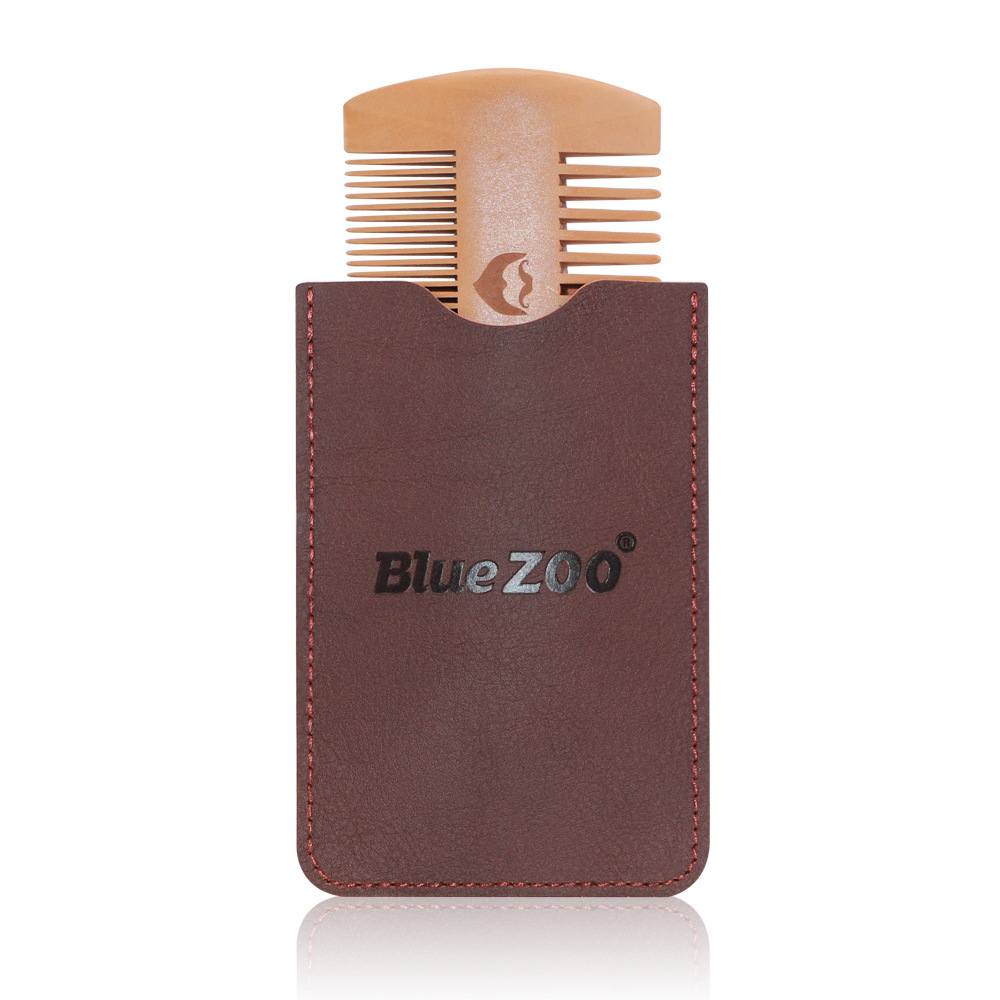 Wooden Beard Comb With PU Leather Case 1