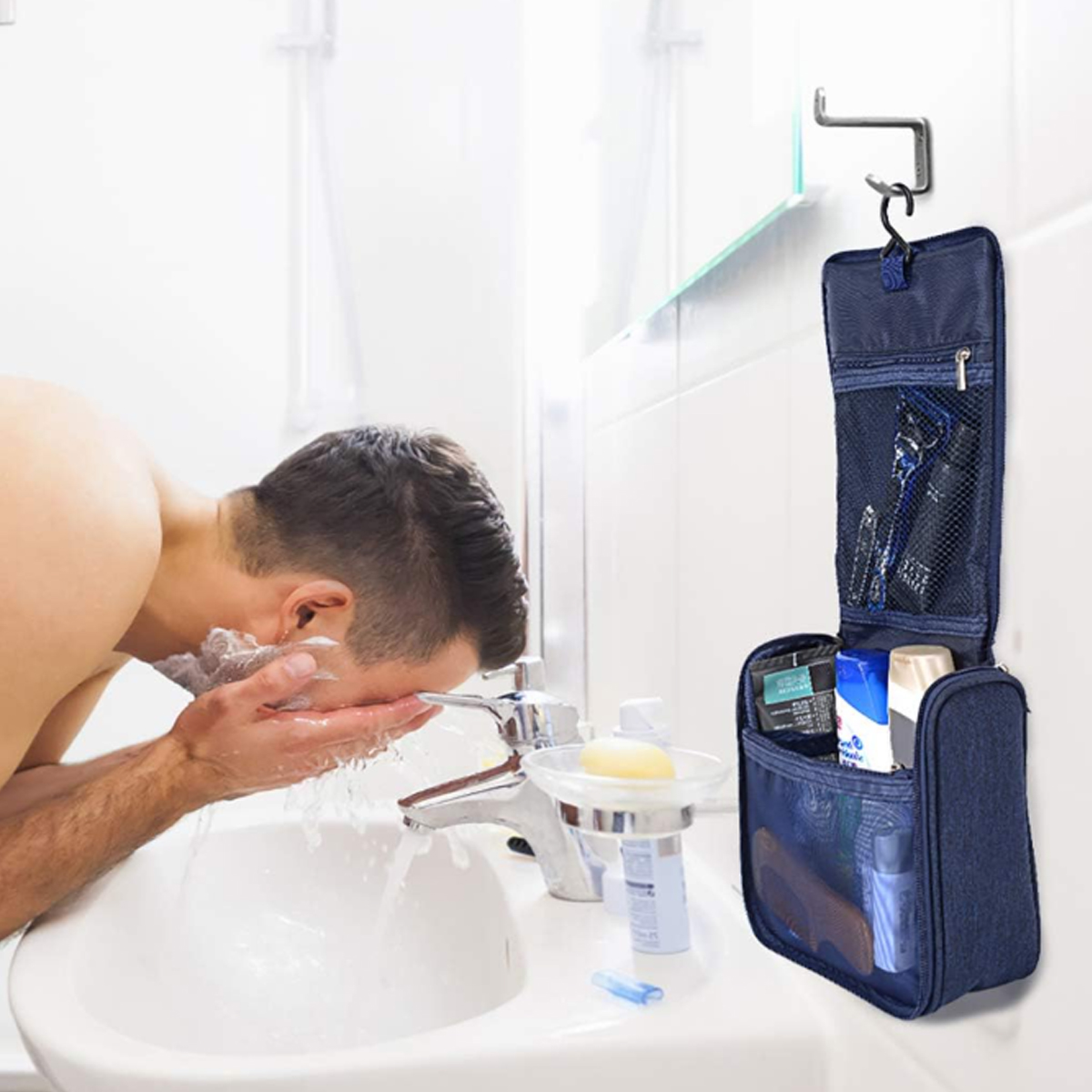Customizable Hanging Travel Toiletry Bag with Hook 5