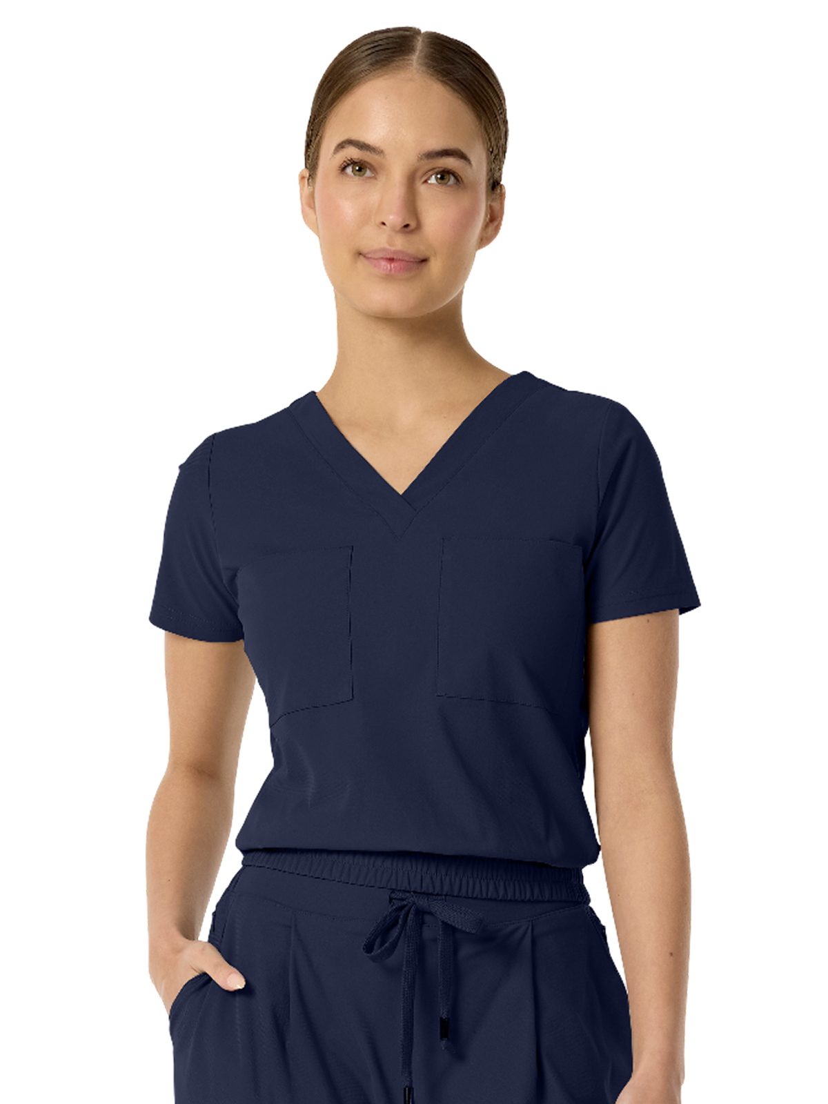 Parkley Kinetic - Women's Two-Pocket CELINE Tuck Band V-Neck Top 2