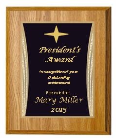8" x 10" Oak Finish Plaque with a Black Showtime Plate 2