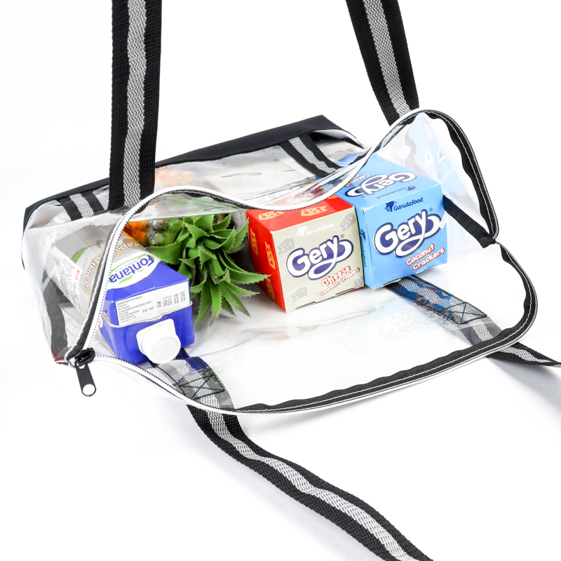 Eco Friendly Clear Beach Tote w/ Zipper, custom tote bag with logo imprint 5