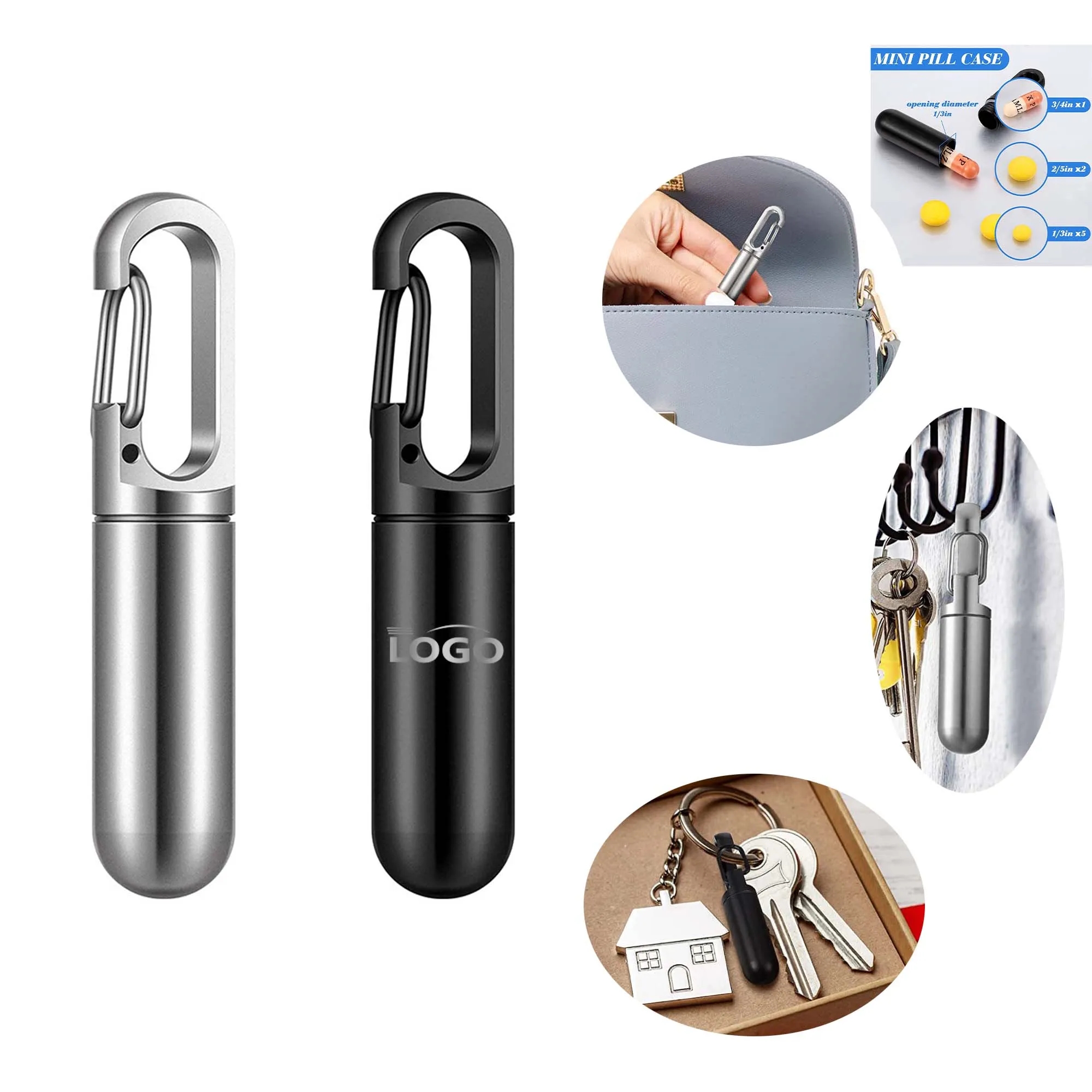 Metal Alloy Pill Bottle With Keychain