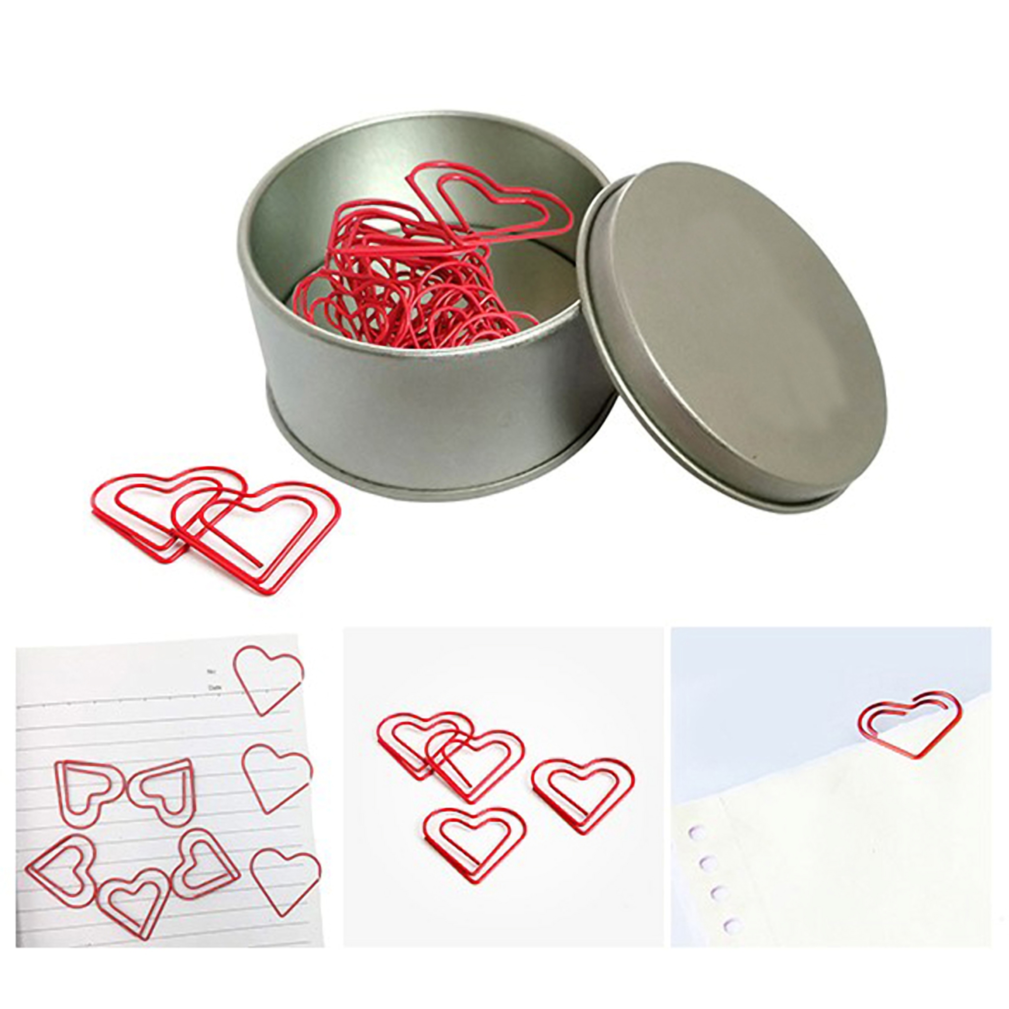 Heart Shaped Paper Clips w/Tin Container 3