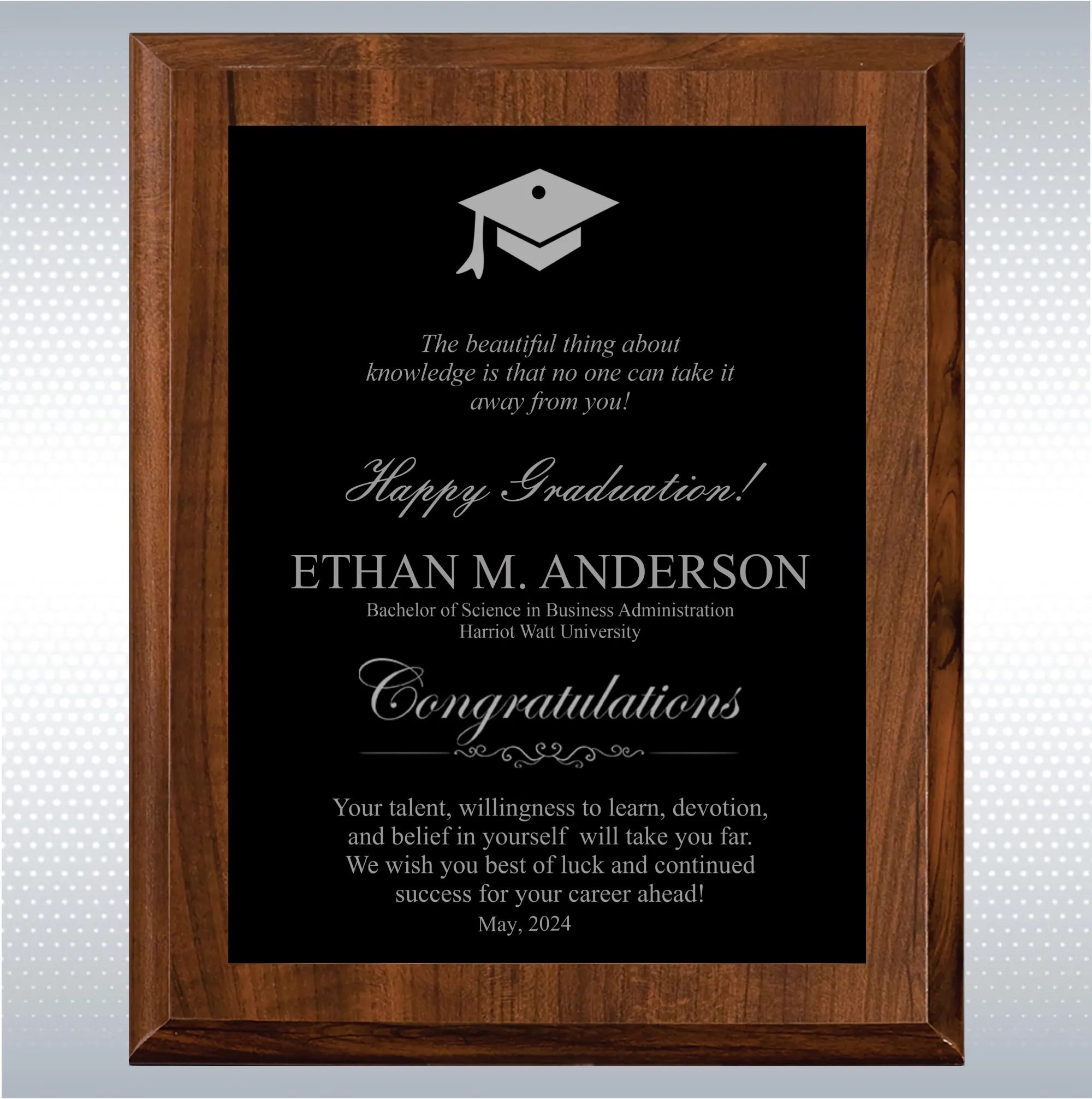 Cherry Finish Graduation Gift Plaque Award 9