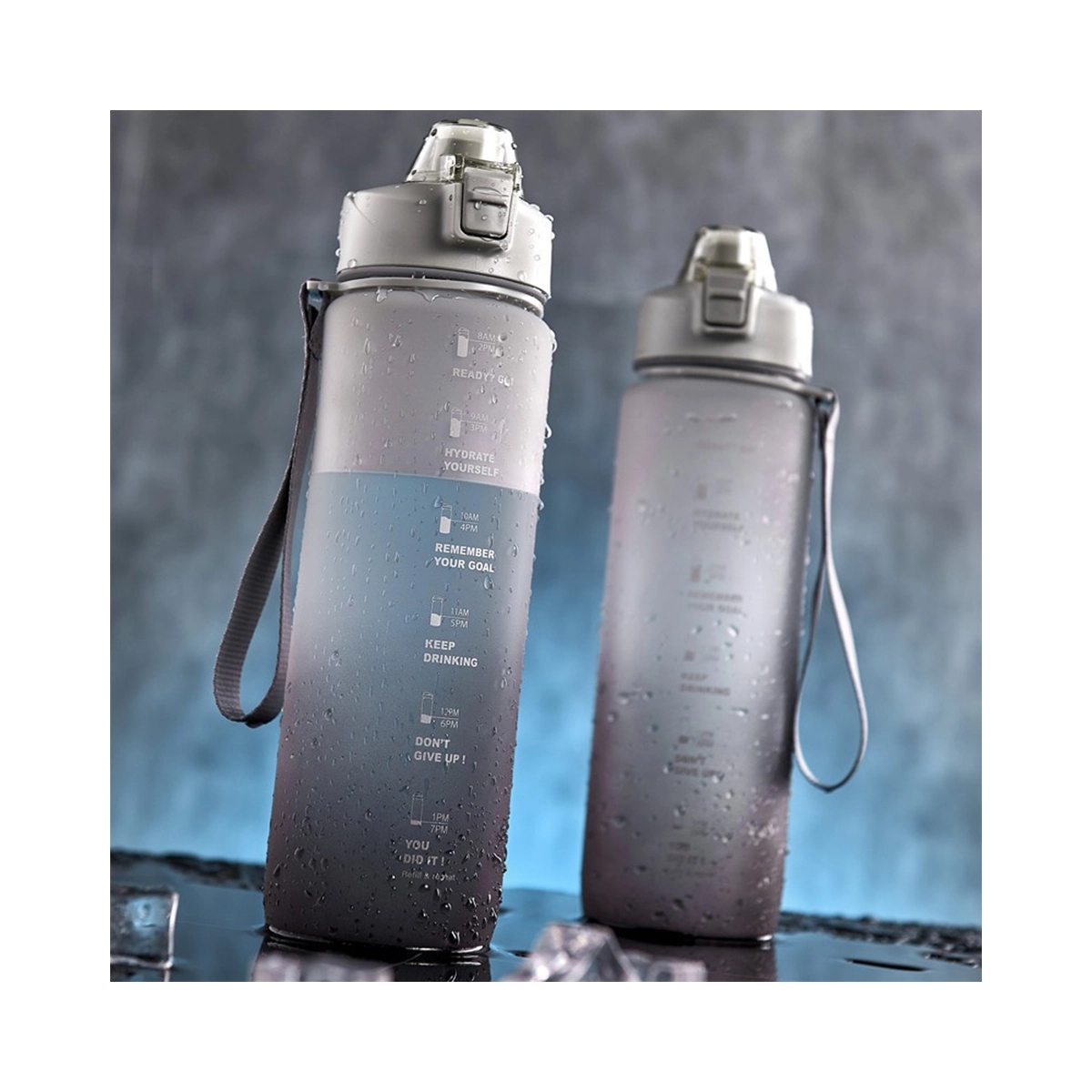 32Oz Water Bottle With Time Marker & Straw 1