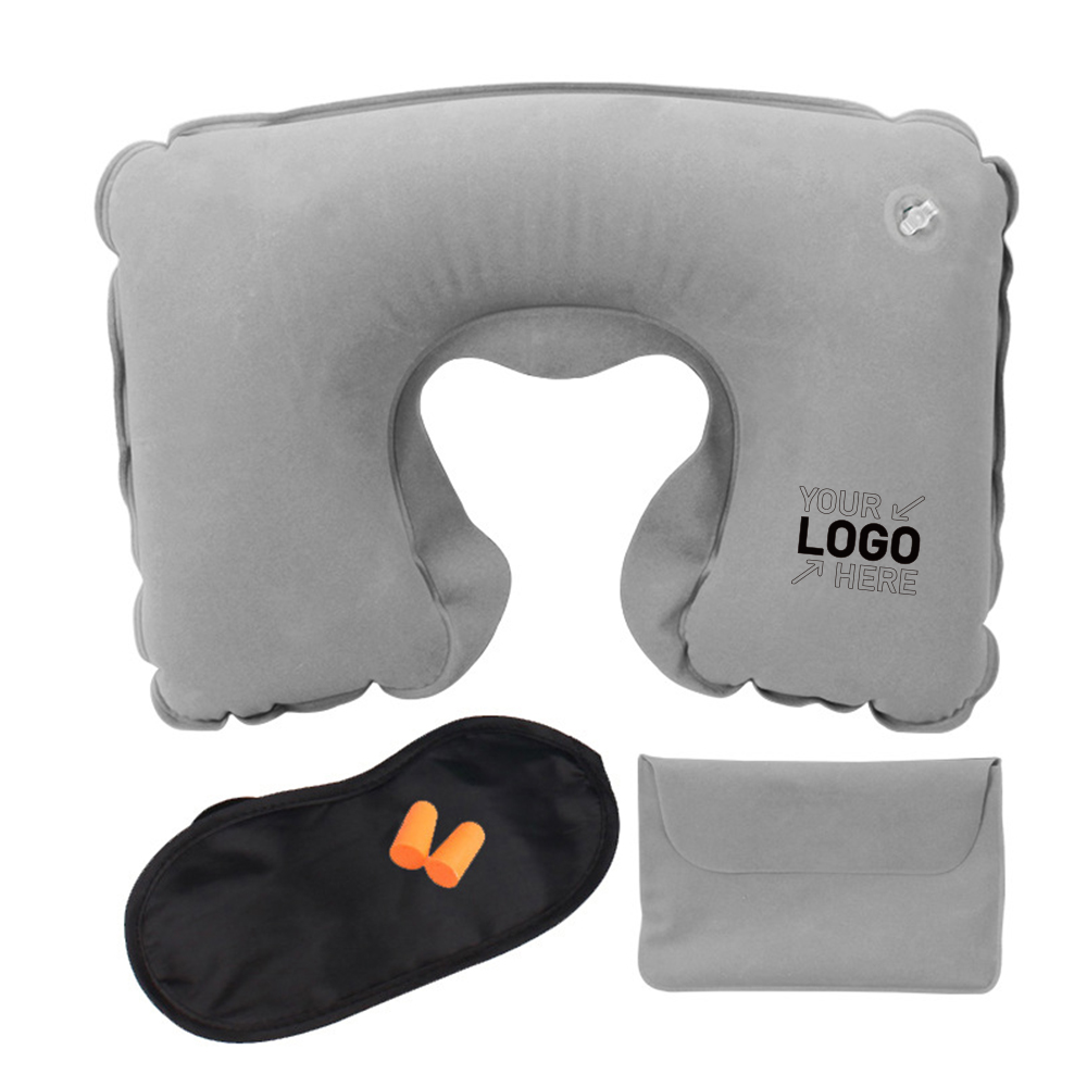 Travel Pillow Kit W/Ear Plugs & Eye Mask 3