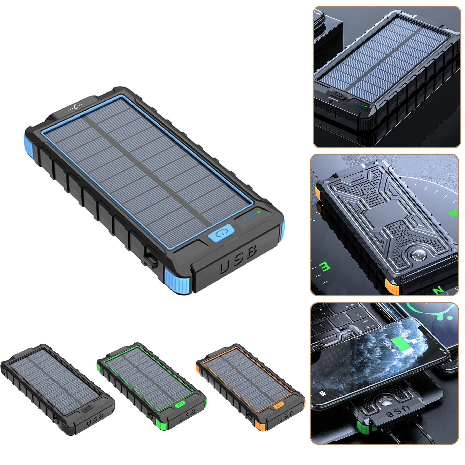 20000Mah Portable Solar Power Bank With Flashlight 2