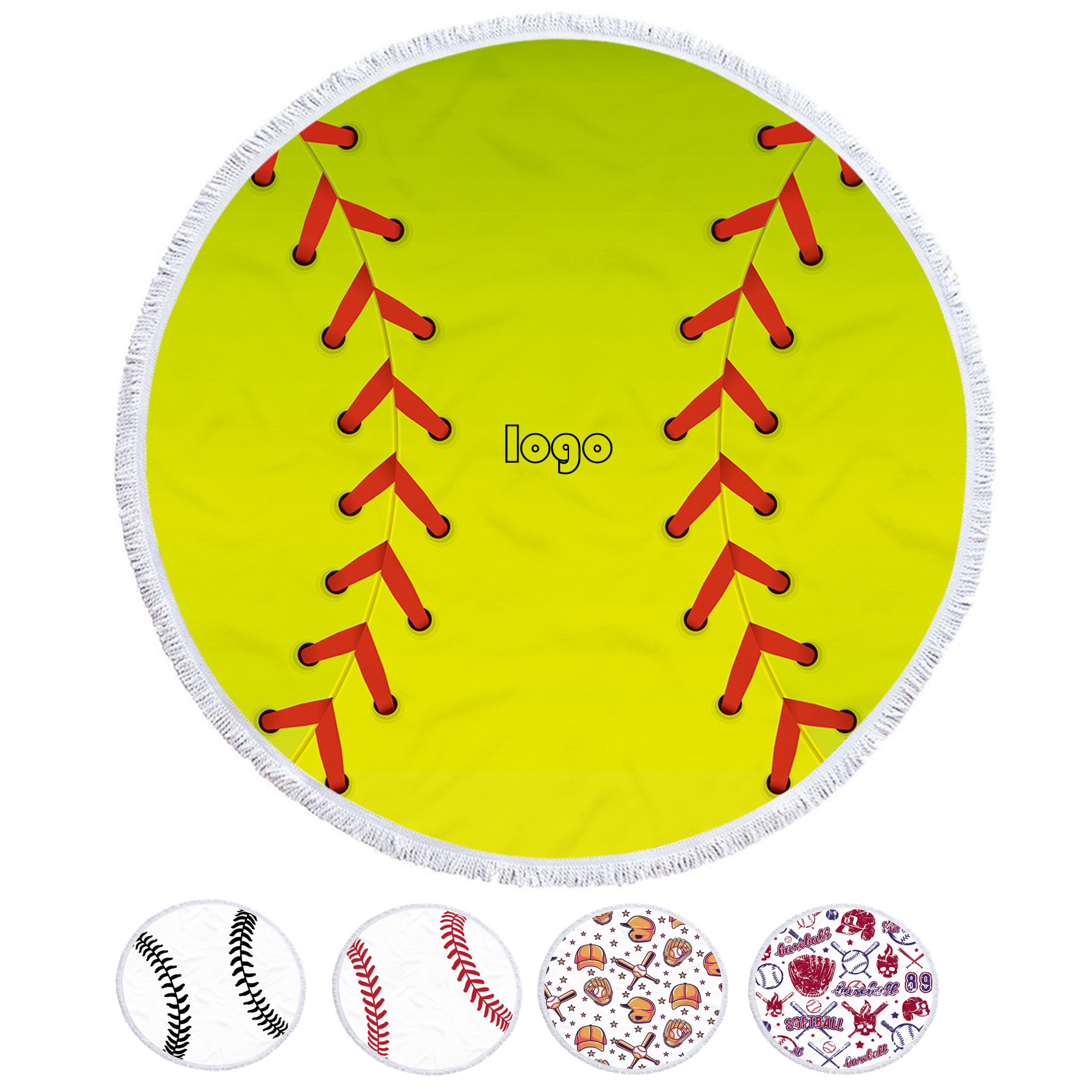 Baseball Printed Round Beach Towel (direct import) 4