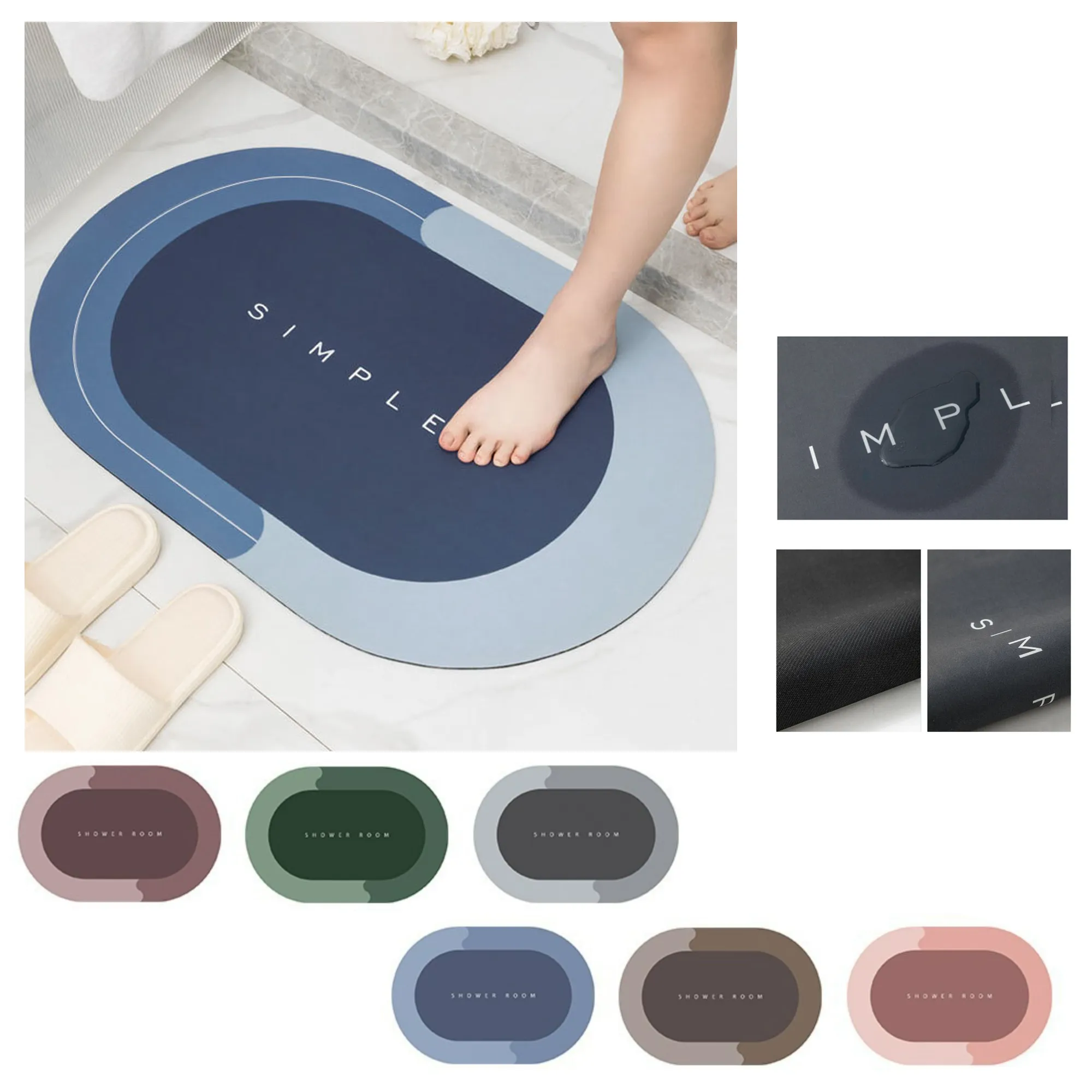 Super Absorbent Quick Dry Rubber Bath Rugs Mats 3