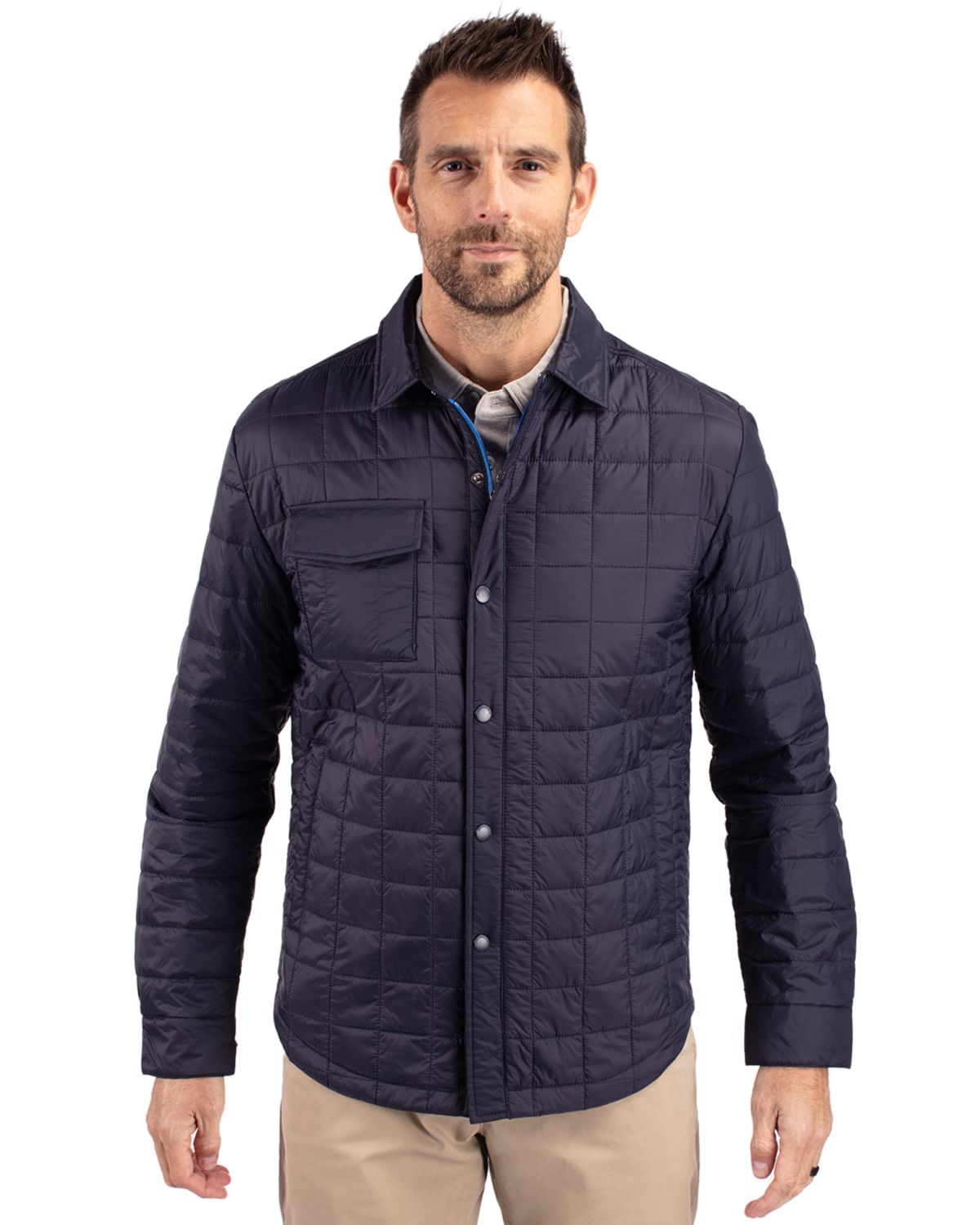 Cutter & Buck Rainier Recycled Insulated Puffer Mens Full Zip Shirt Jacket 17