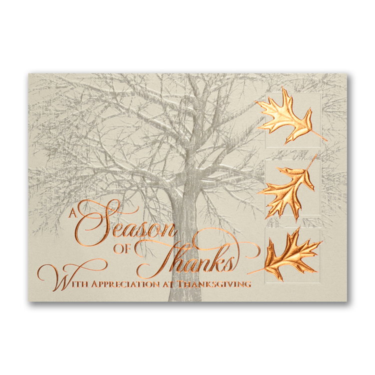 Copper Leaves of Thanks Thanksgiving Card 1