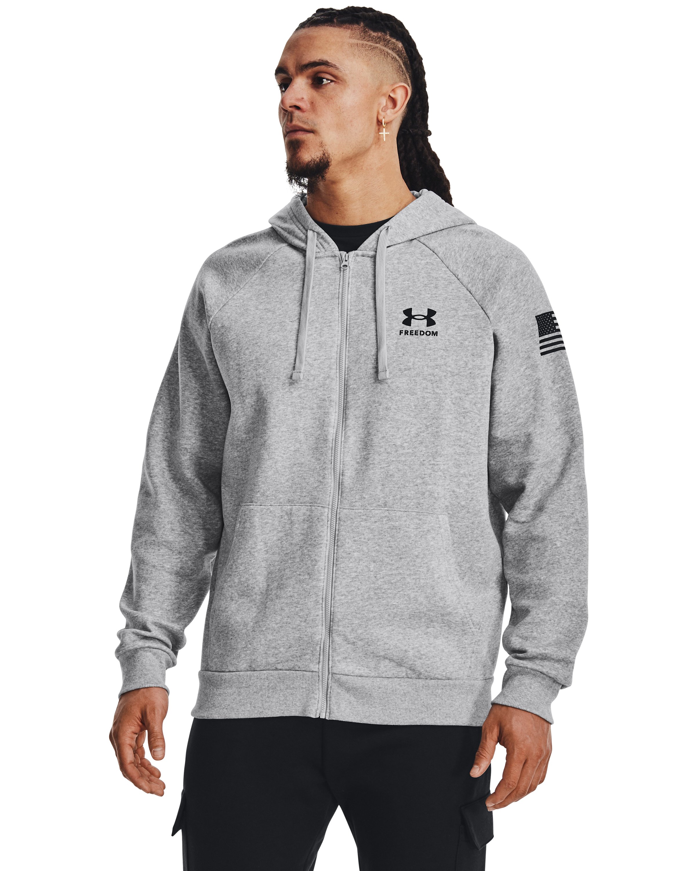 Men's UA Freedom Rival Fleece Full-Zip Hoodie, custom hoodie or sweatshirt with logo imprint 3