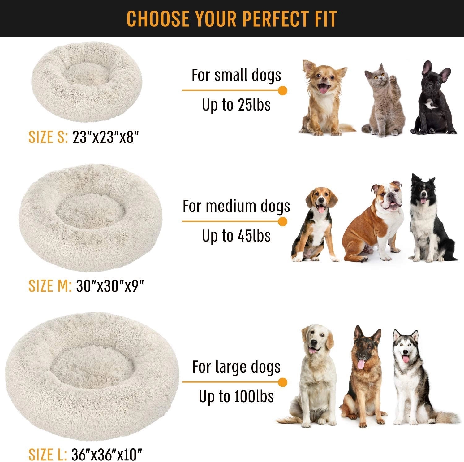 Pet Beds for Cats Dog Memory Foam Donut Cuddler 3