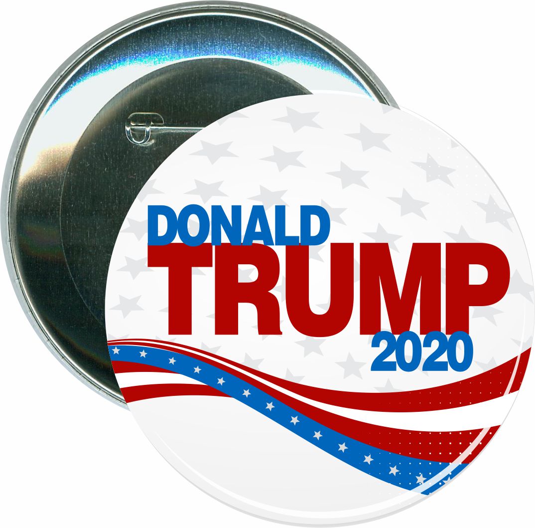 Trump 2020, Stars and Stripes, Political Button