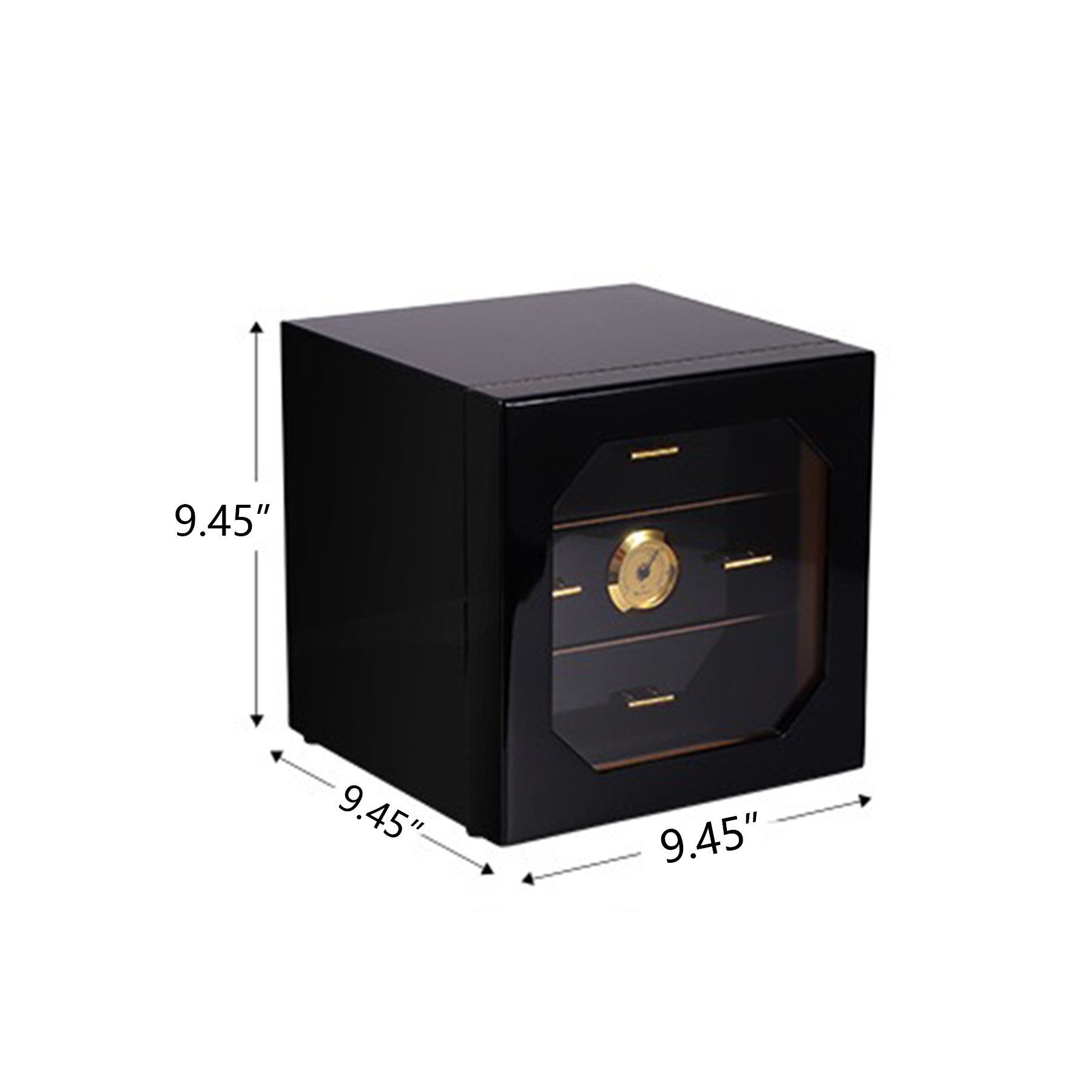 Black High Gloss Piano Finish Cedar Wood Cigar Cabinet 3