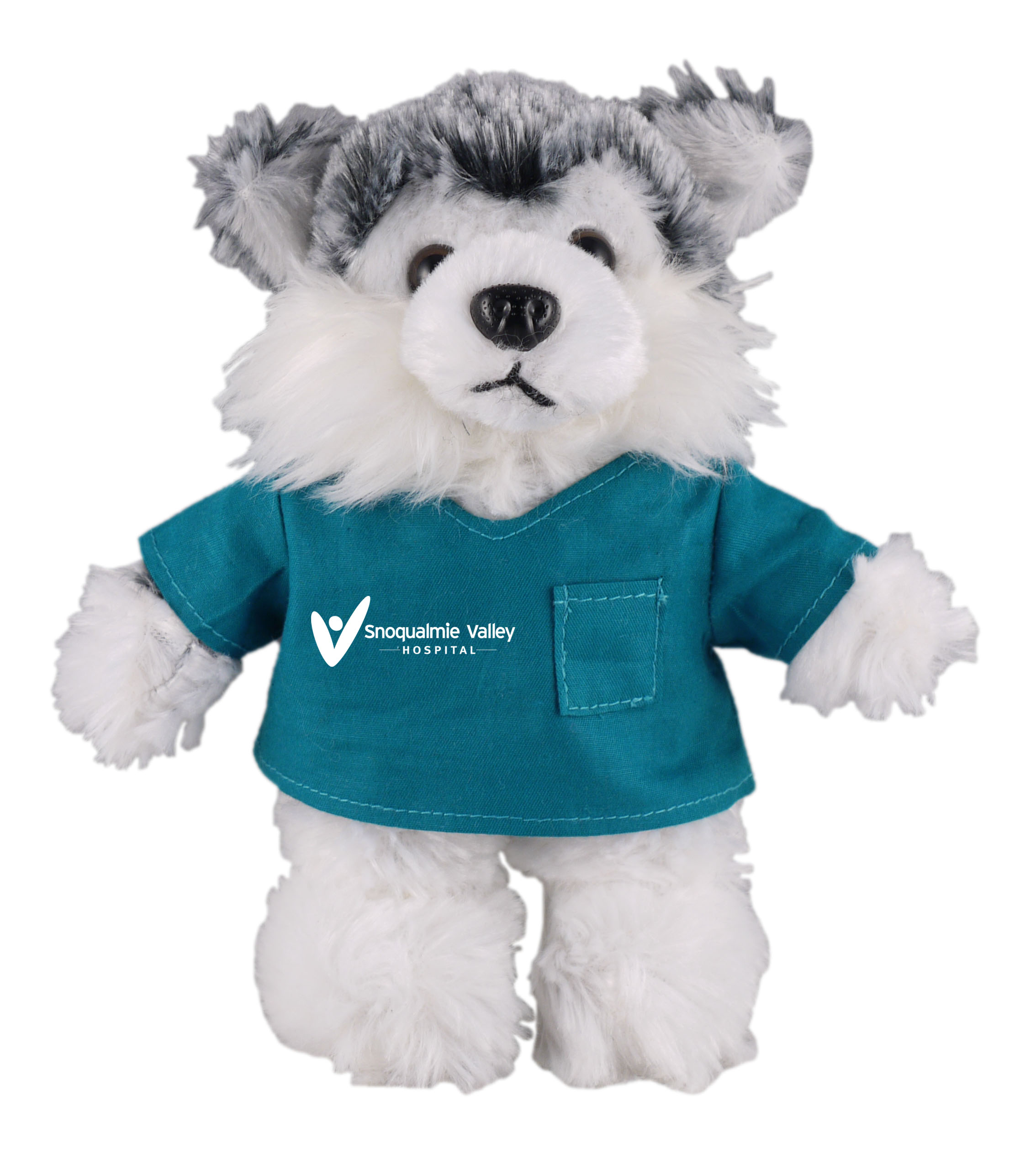 Soft Plush Stuffed Husky in scrub shirt 3
