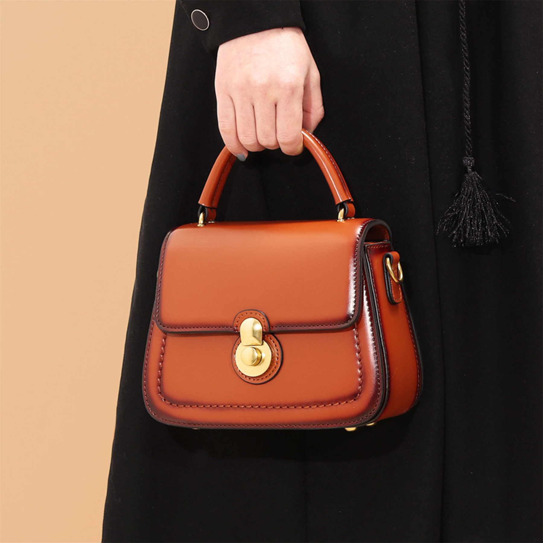 Genuine Leather scalloped portable Cross-body Bag Women 8