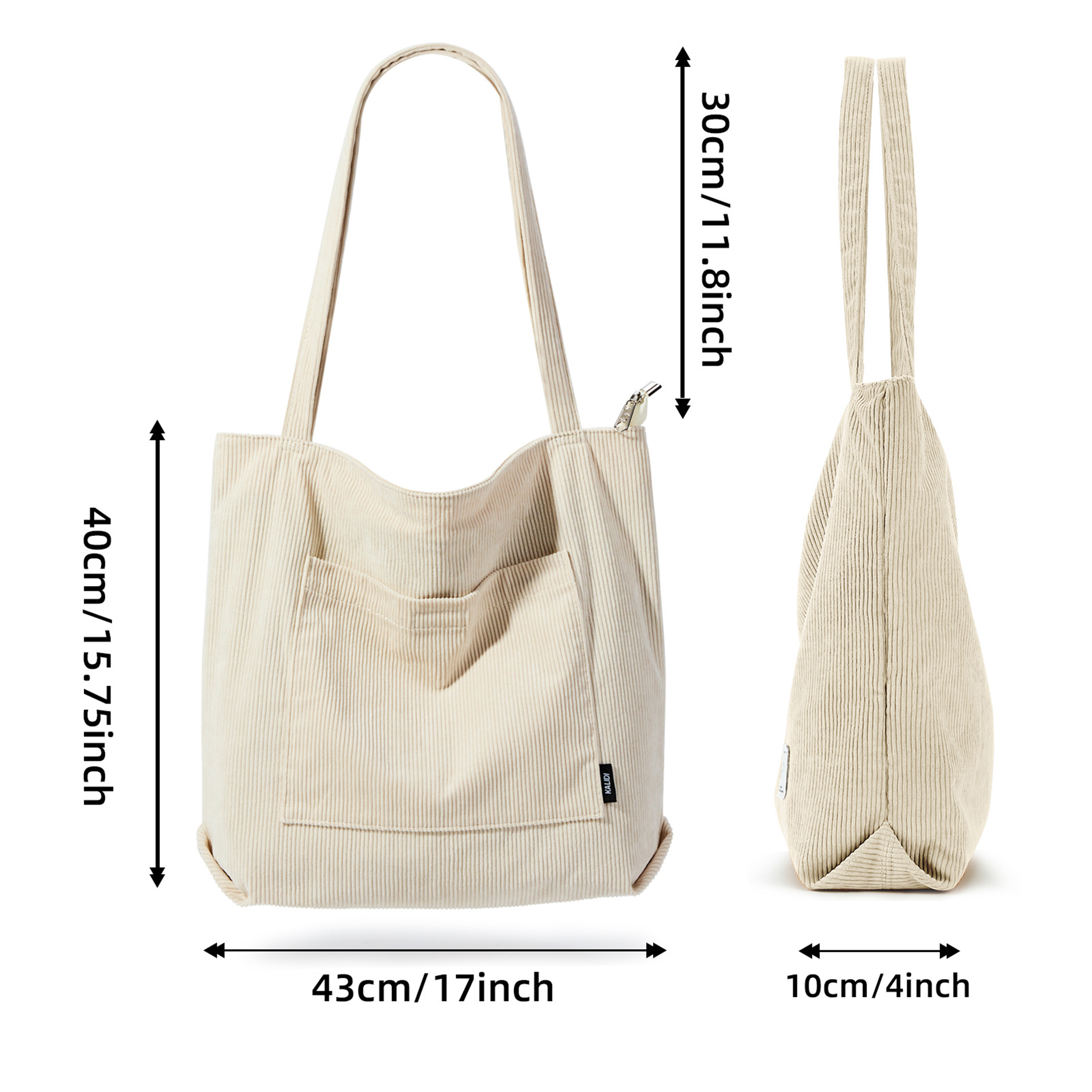 Simple Corduroy Canvas Waterproof Tote 1