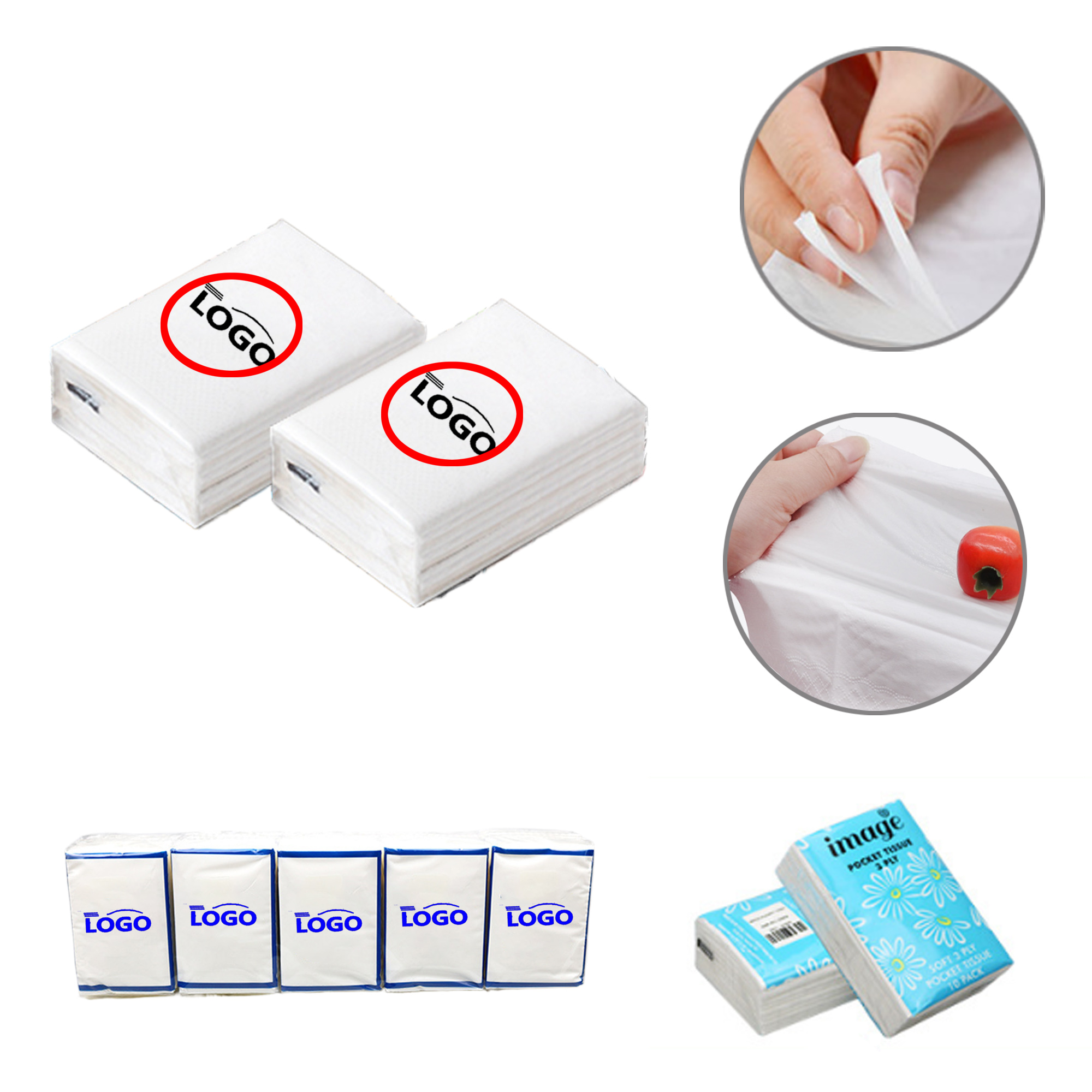 MOQ200 Custom Mini Tissue Paper Napkins Advertising 2
