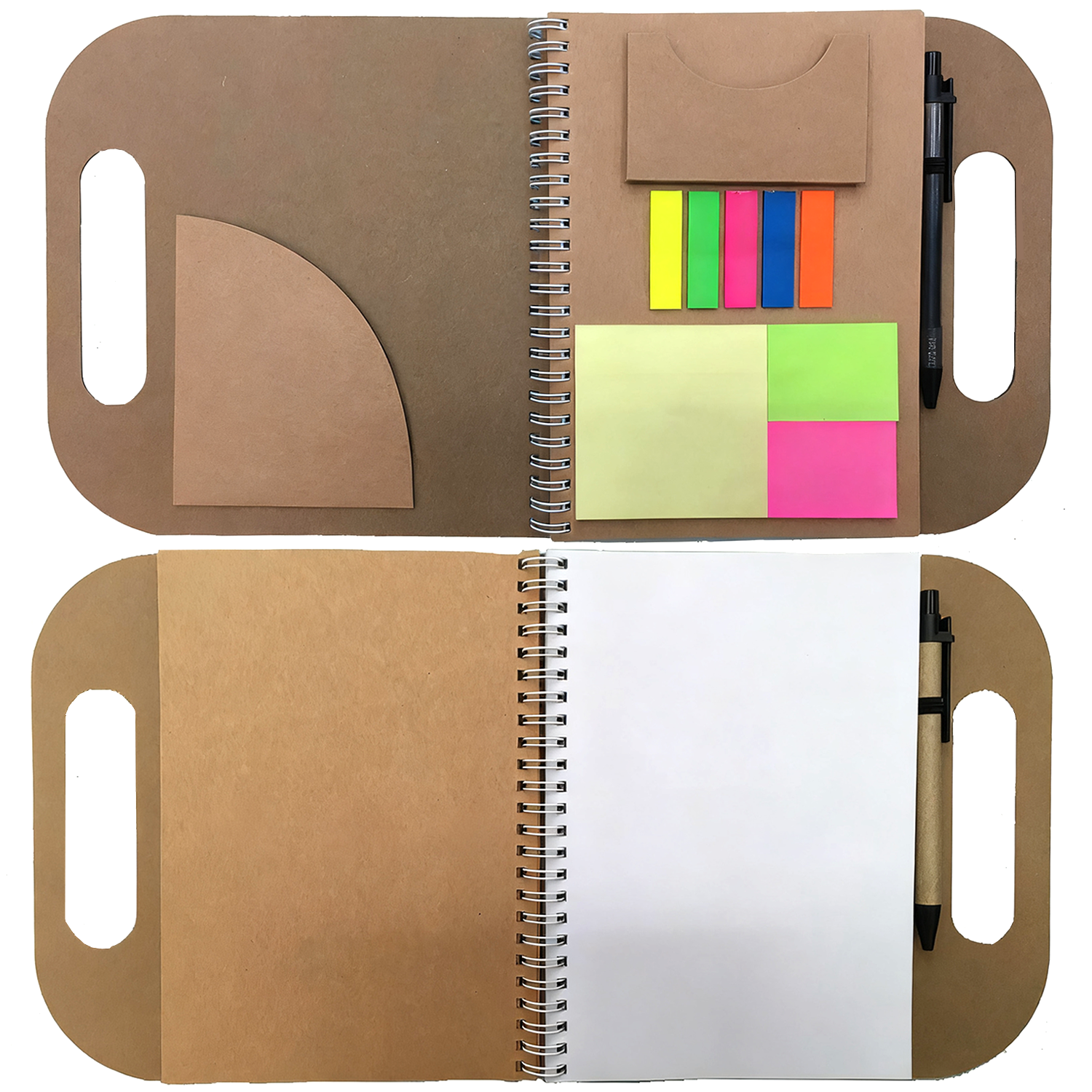 Eco-Friendly Brown Paper Sticky Notes Spiral Notebook w/ Pen 4