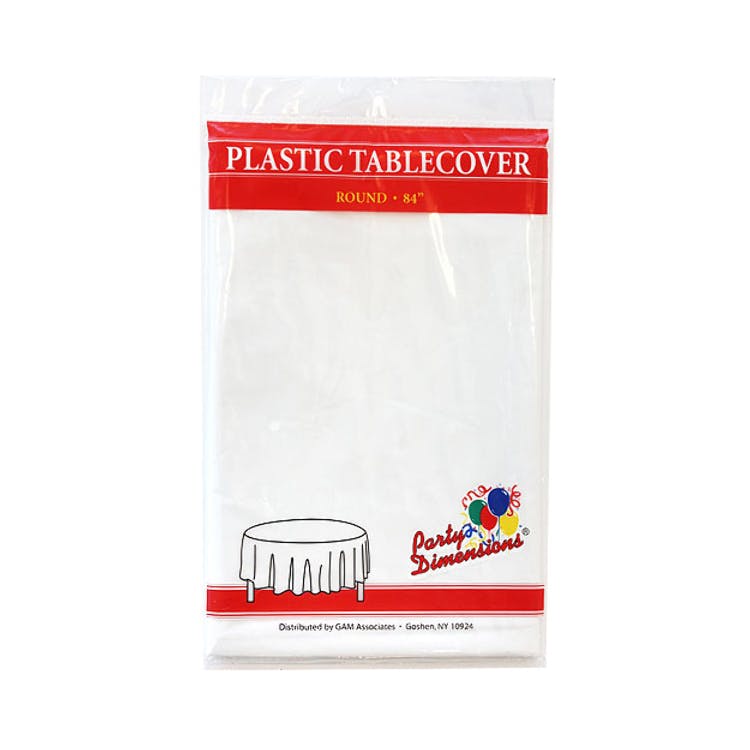 Round Plastic Tablecloths - White 84" 2