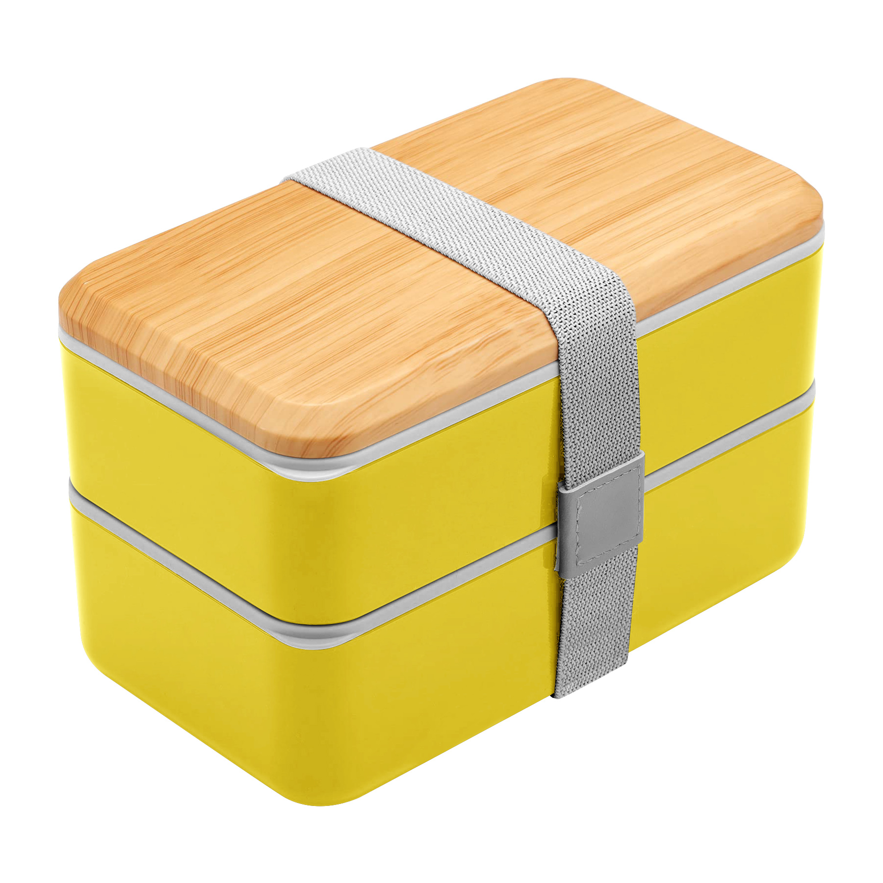 Wood Grain Double Decker Portable Lunch Box 3