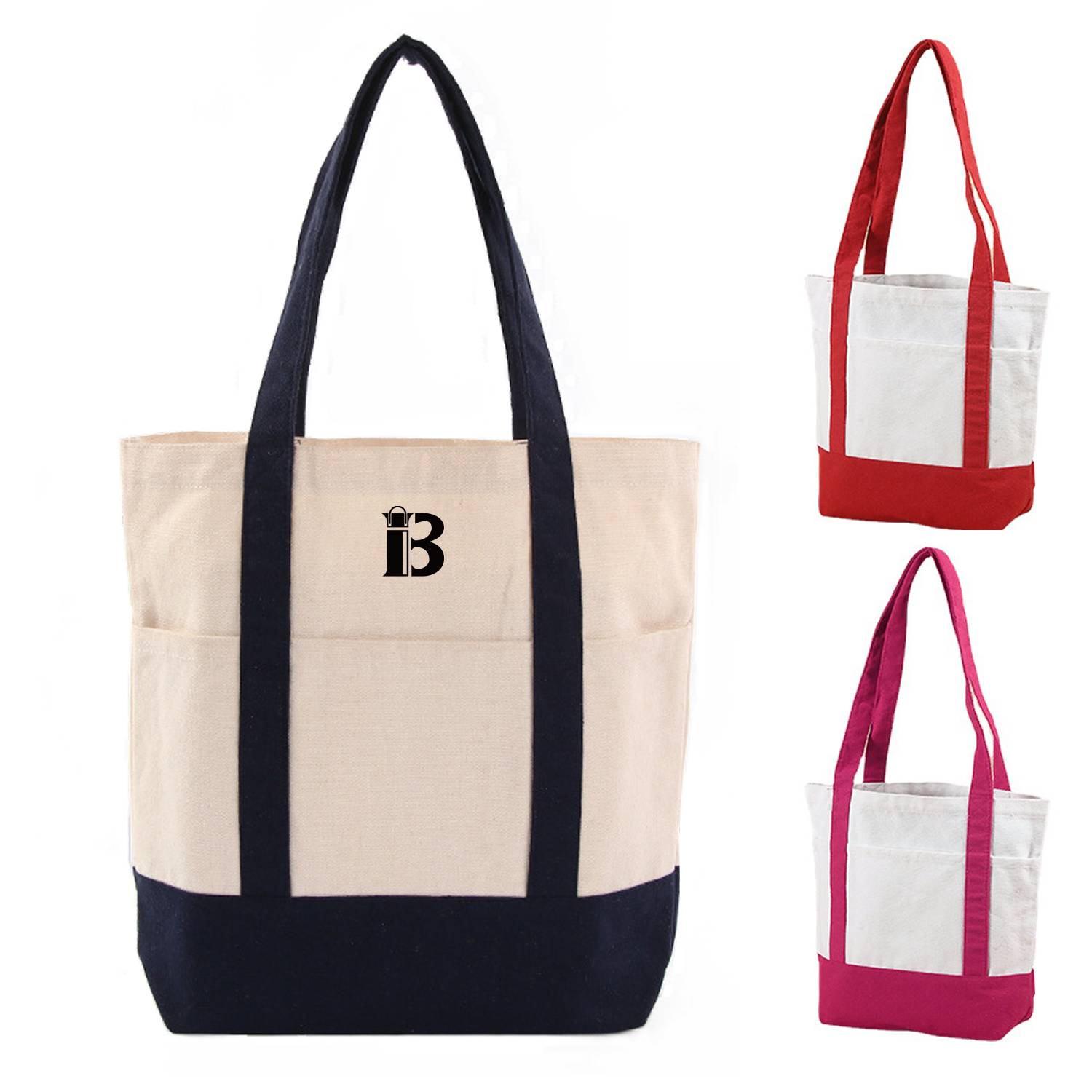Daily Essentials Canvas Tote Bag With An External Pocket, custom tote bag with logo imprint 1
