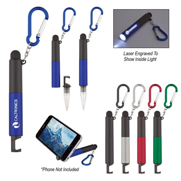 5-In-1 Light Up Stylus Ballpoint Pen With Carabiner