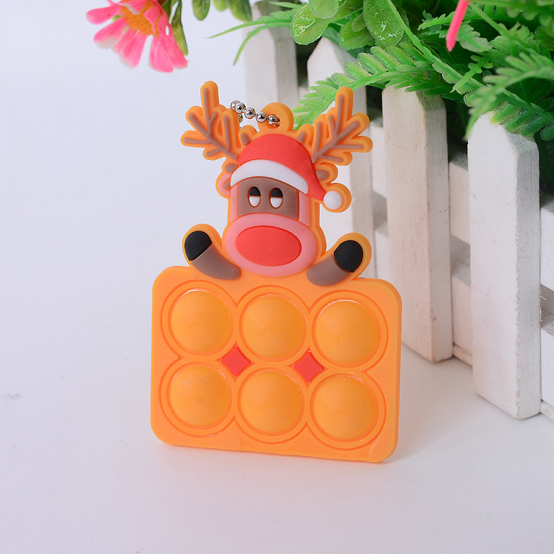 Silicone Christmas Mini Pop Bubble Fidget Toy Bubble Keychain 18
