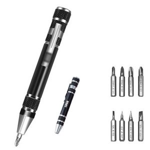 8 Bit Screwdriver Multi Function Tool With Aluminum Barrel And Pocket Clip 8