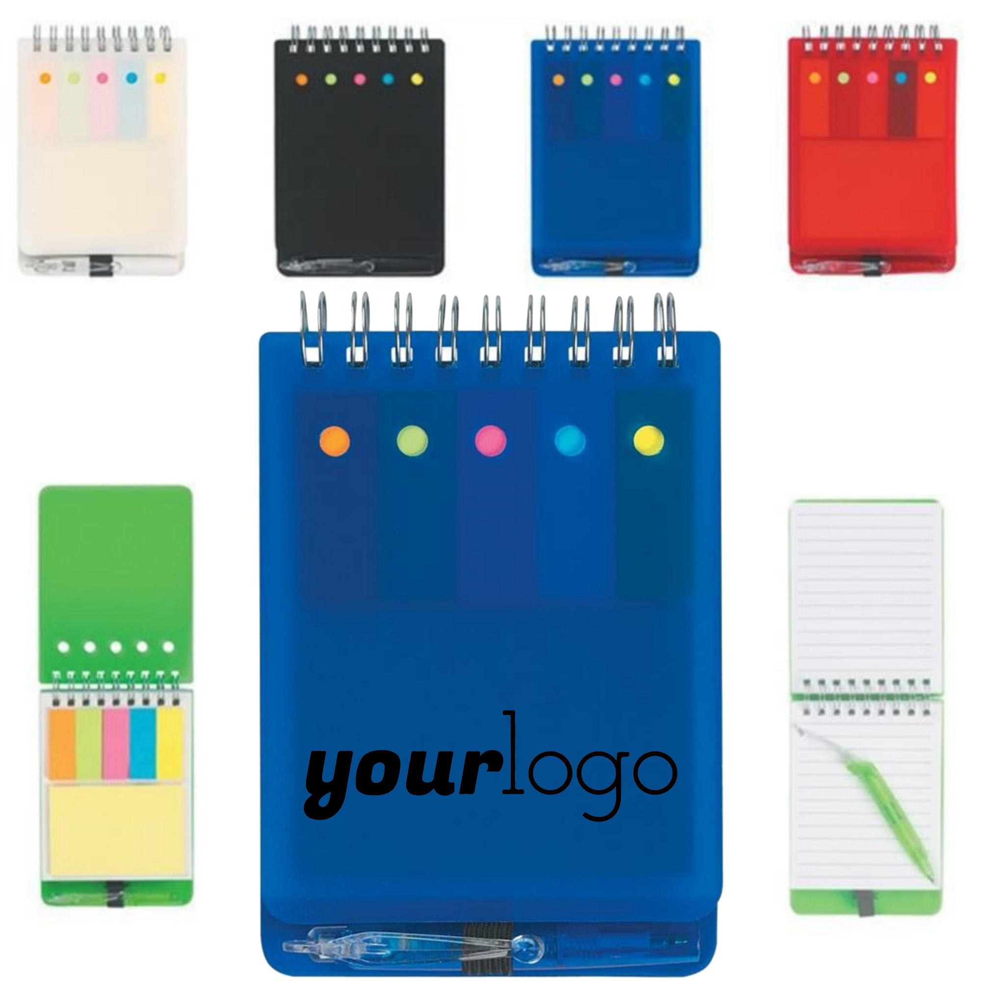 Spiral Notebook with Integrated Sticky Notes and Pen - Holder 6