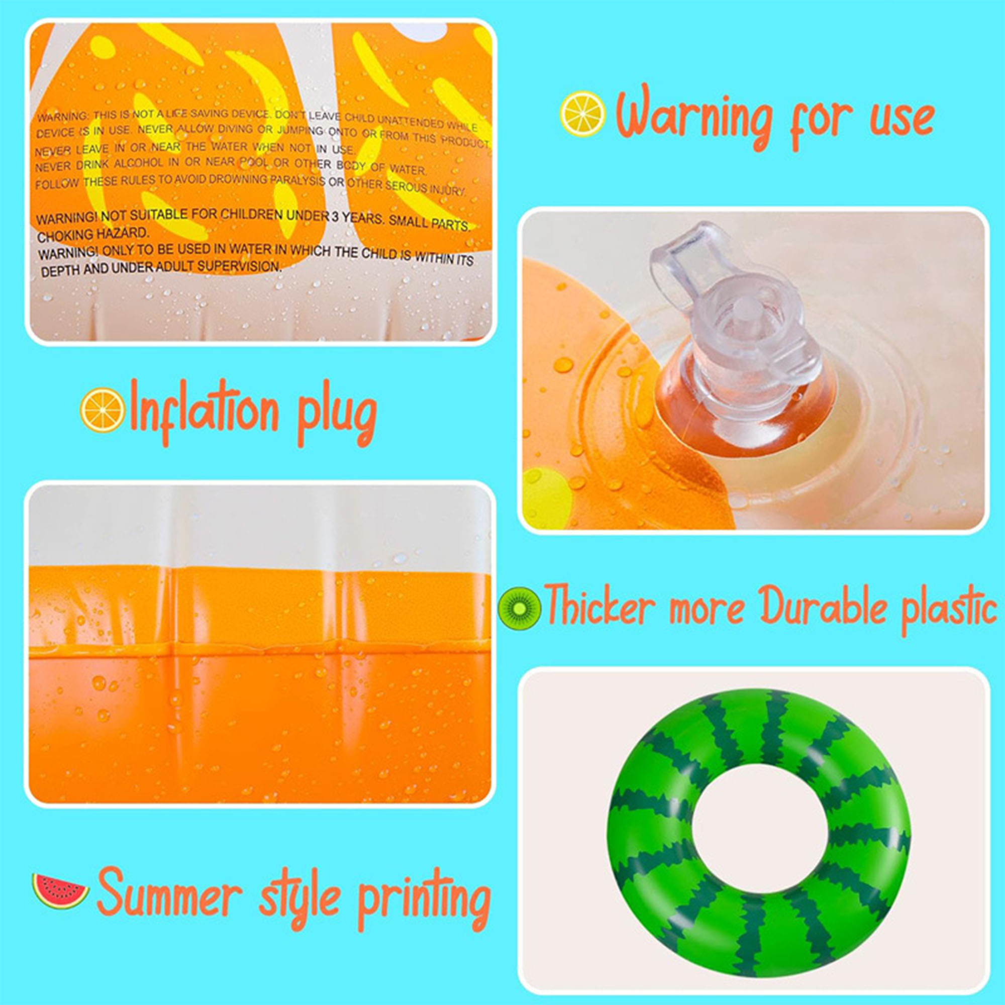 Fruit-Pattern Inflatable Swim Ring 2