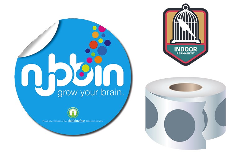 Roll Stickers / Decal - Indoor Permanent - 4.0" Diameter Round Shape 1