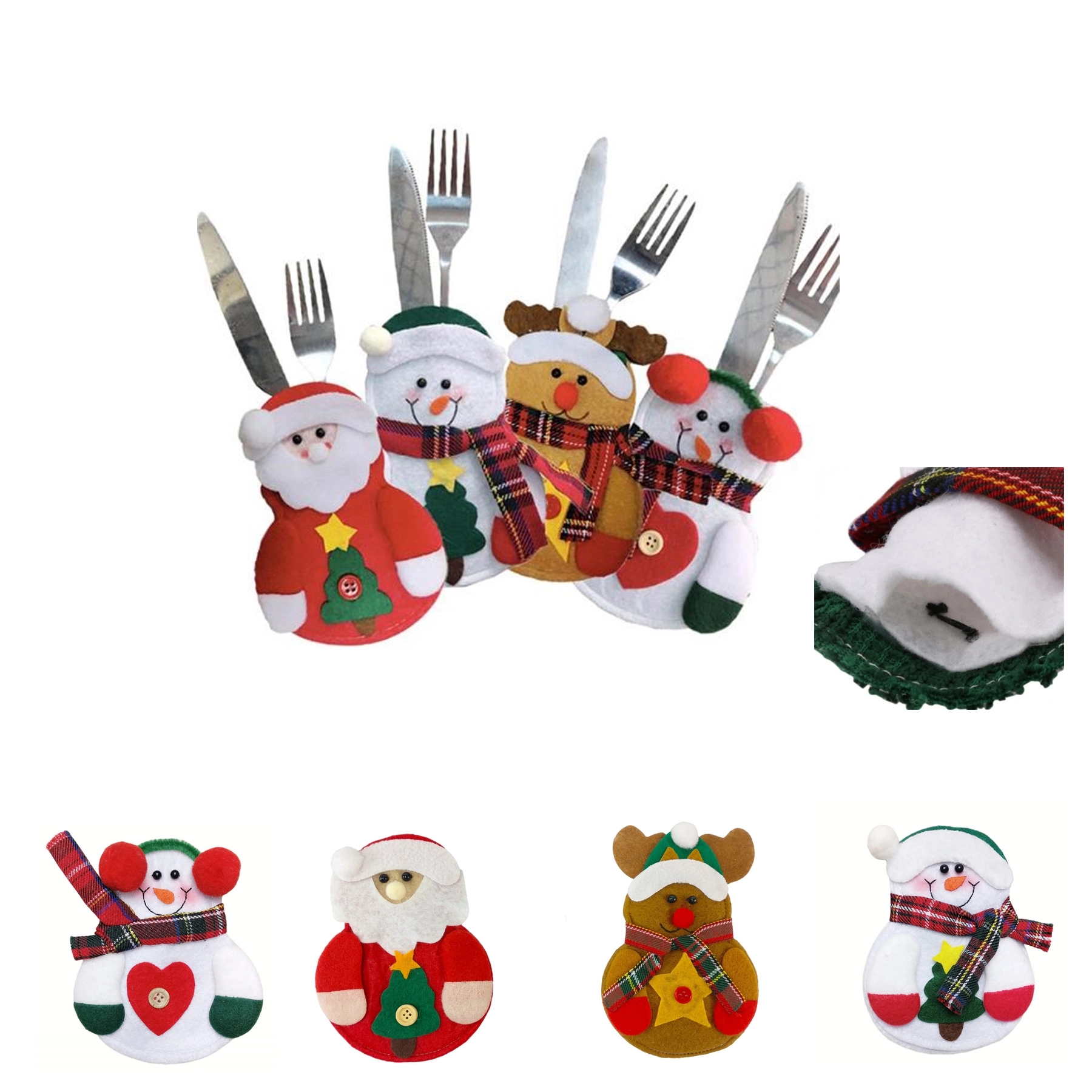 Xmas Christmas Cutlery Bag Silverware Tableware Holder 6