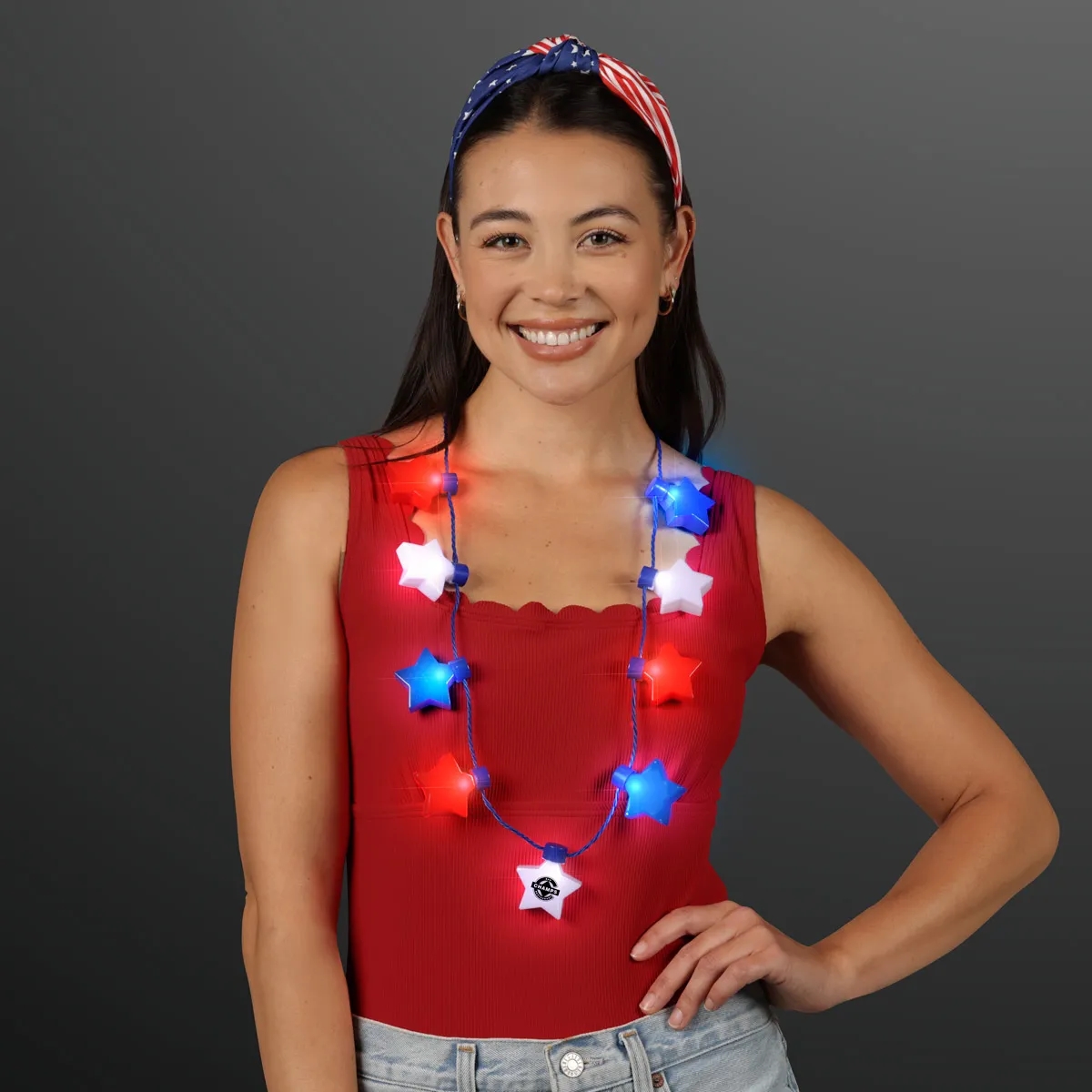 Red, White & Blue Stars String Lights Necklace 2