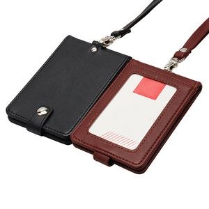 PU Lanyard 5 Pockets Folded PU Leather Card Holder 25