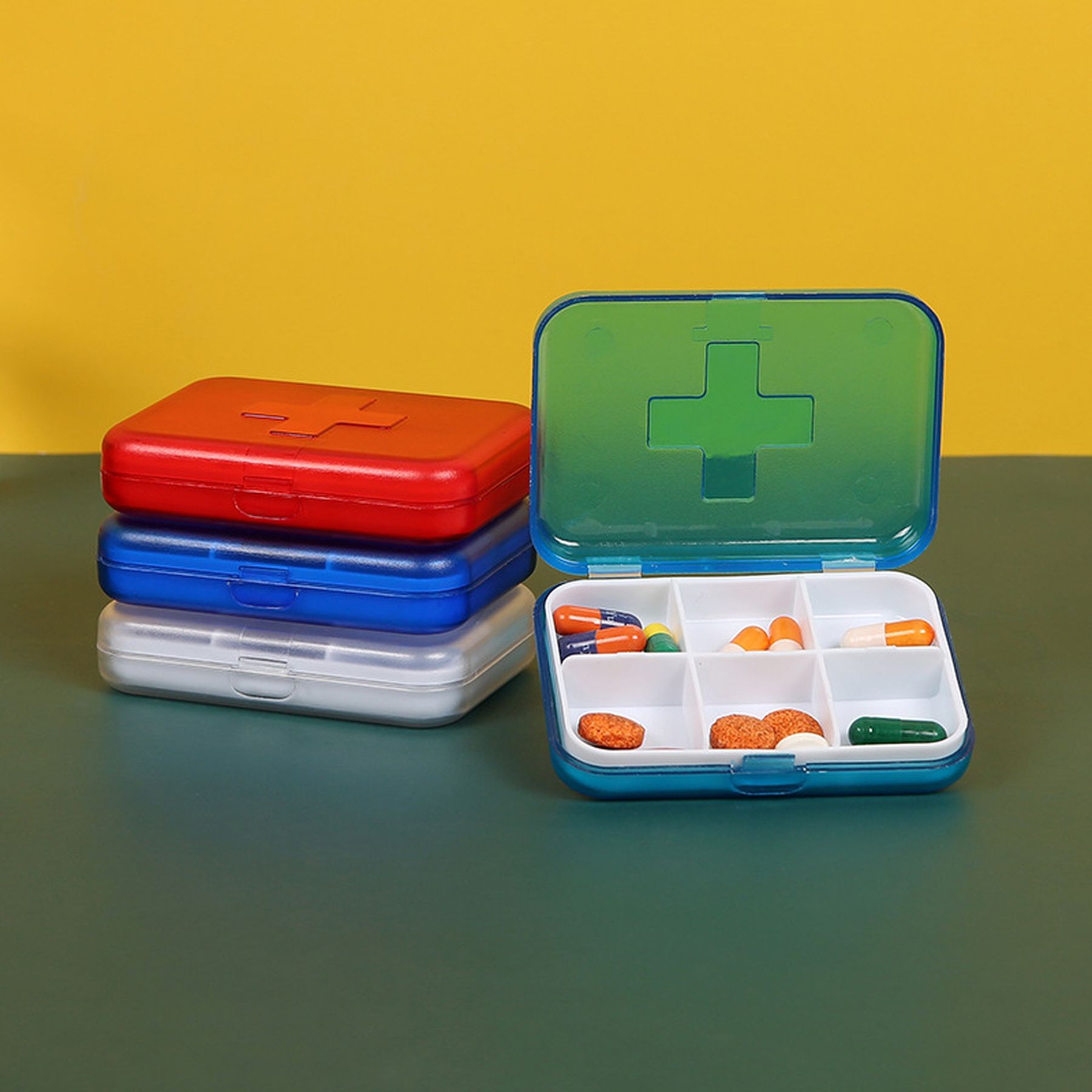 6 Compartment Portable Pill Box Small Pill Container 10