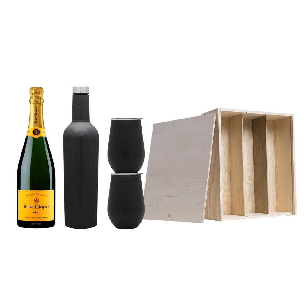 Wine Growler & Tumbler Set with Wooden Box and Bottle Slot 3