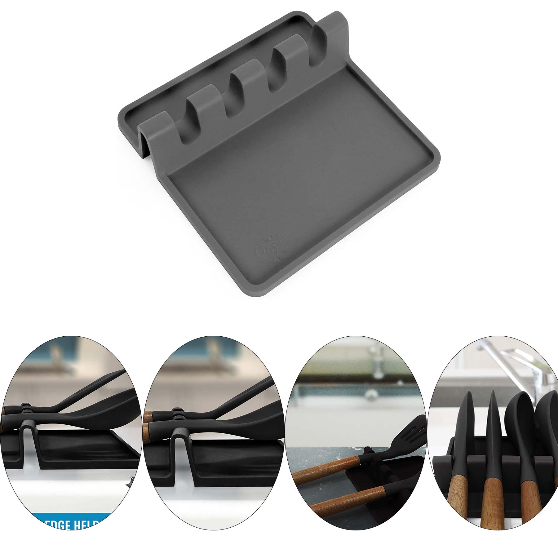 Silicone Utensil Rest with Drip Pad for Multiple Utensils