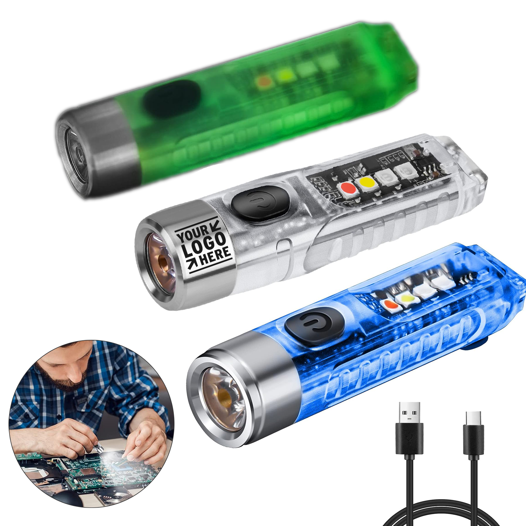 Waterproof IP65 Best Powerful 400 Lumen Mini Keychain Type-C Rechargeable LED Flashlight 2