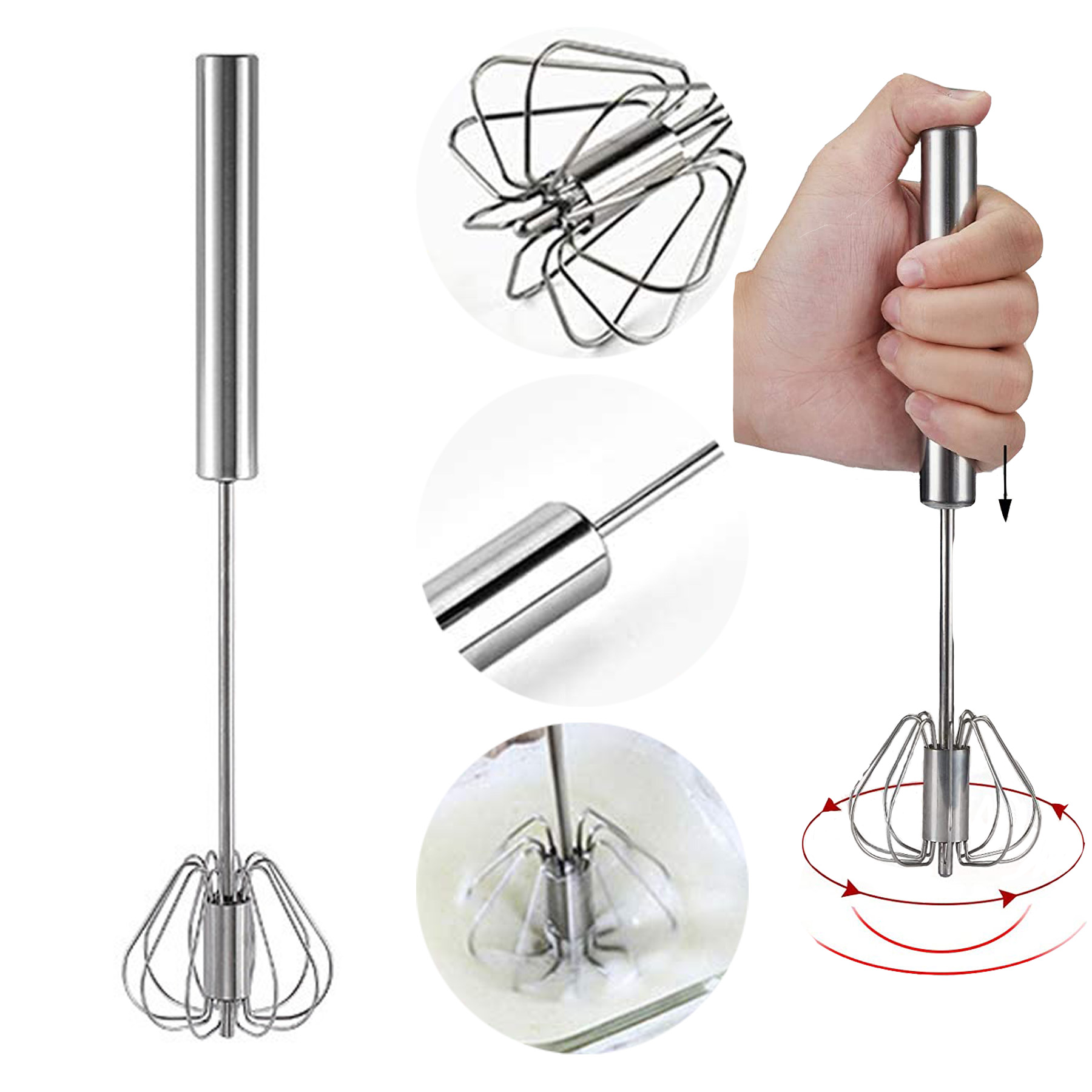 Stainless Steel Hand Push Whisk 1